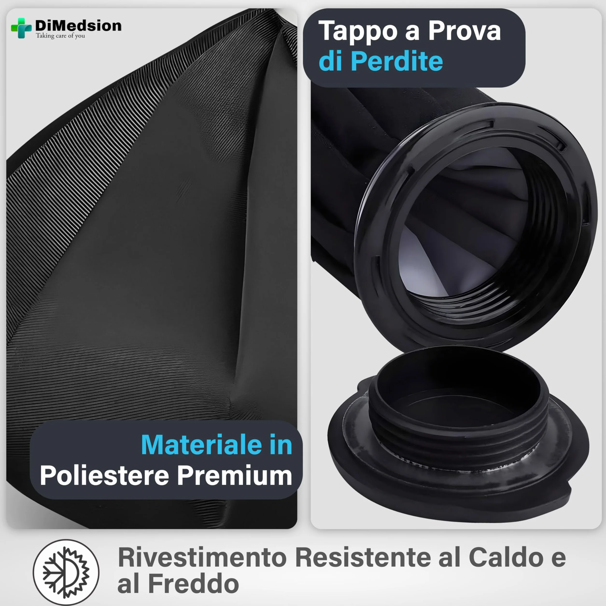 DiMedsion Borsa del ghiaccio per ginocchio con cinturino nero