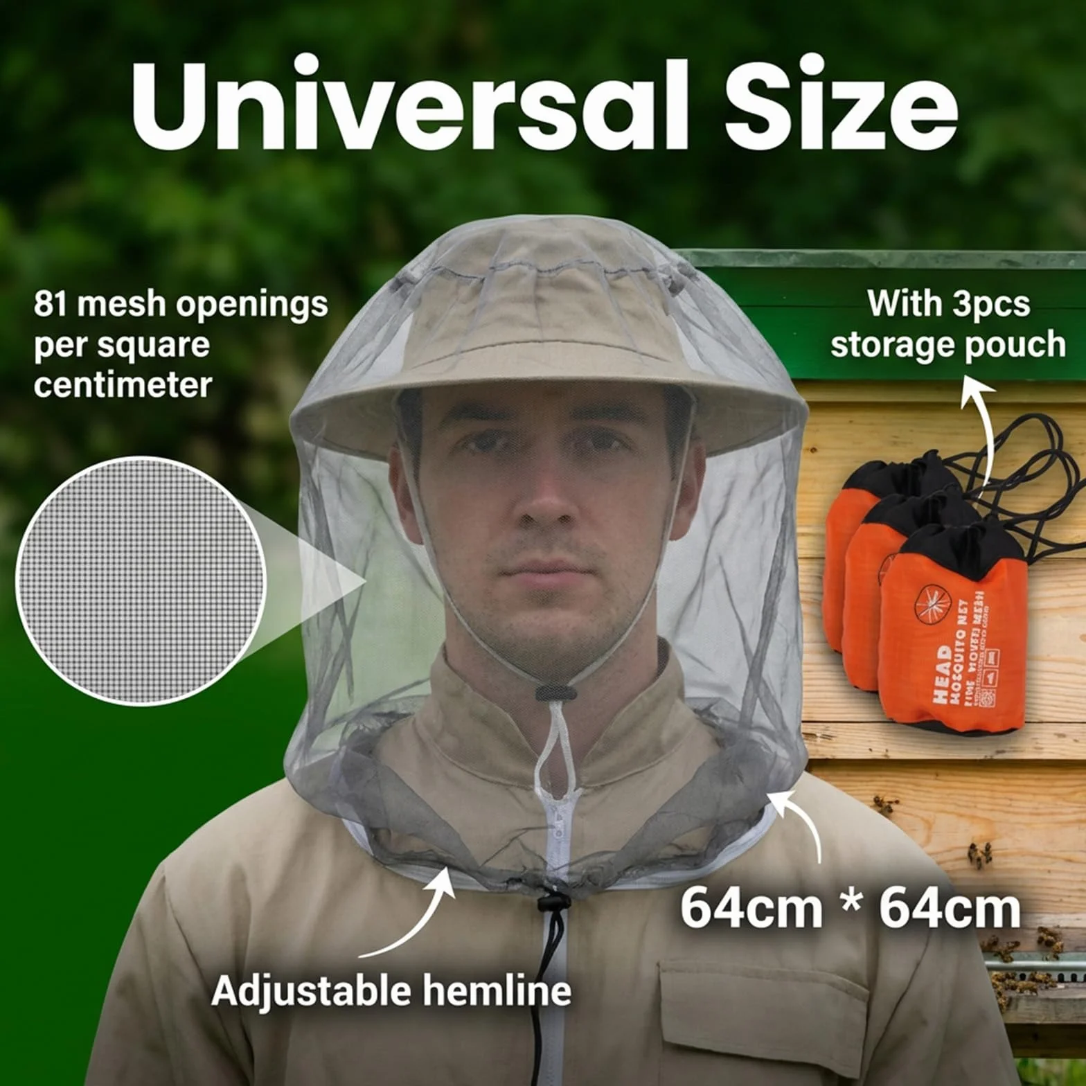 Zanzariera Rete di Protezione per la Testa Maglie Extra Sottili per Cappello Giardinaggio Campeggio