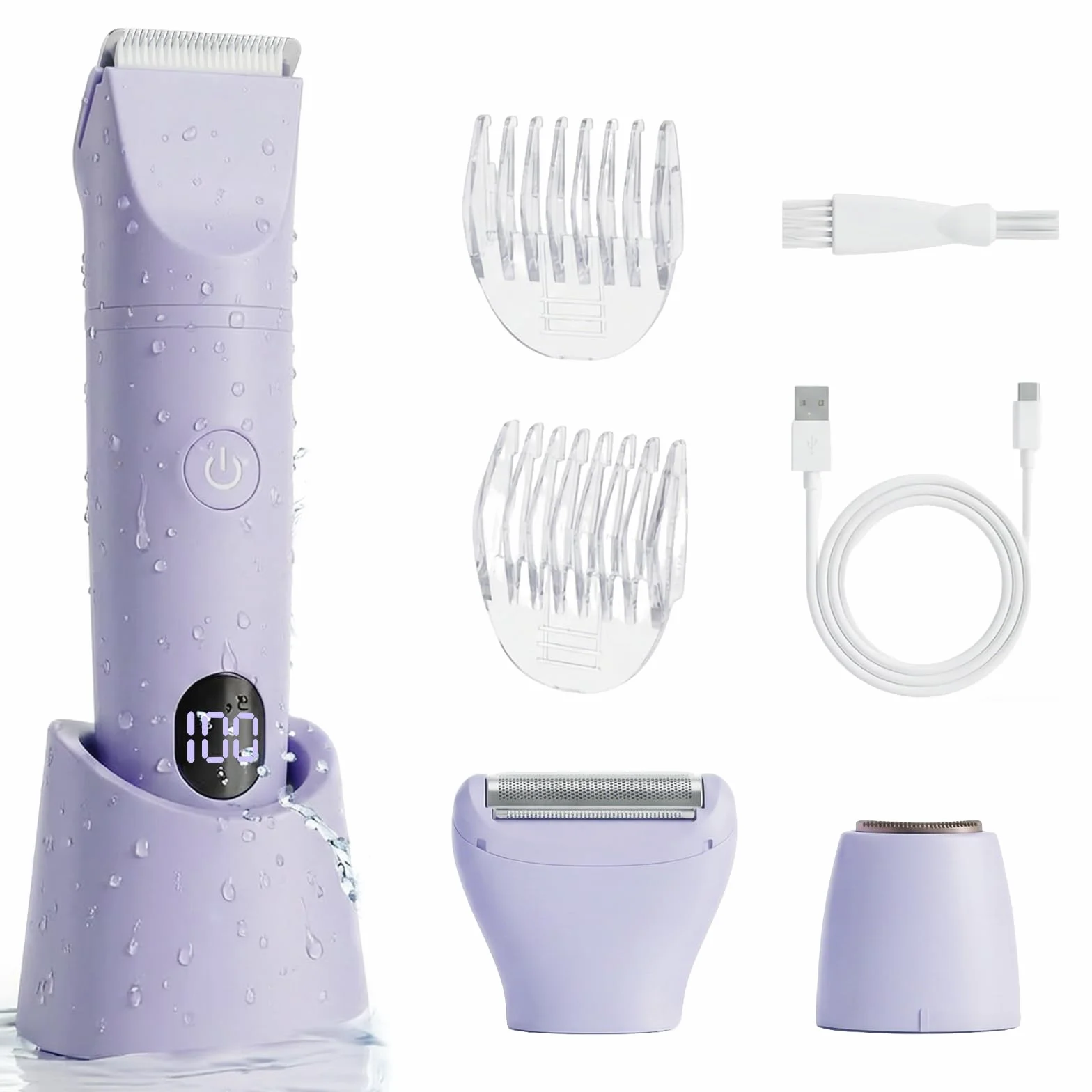 Rasoio Elettrico Donna 3 in 1 Impermeabile IPX6 Depilatore Display LCD