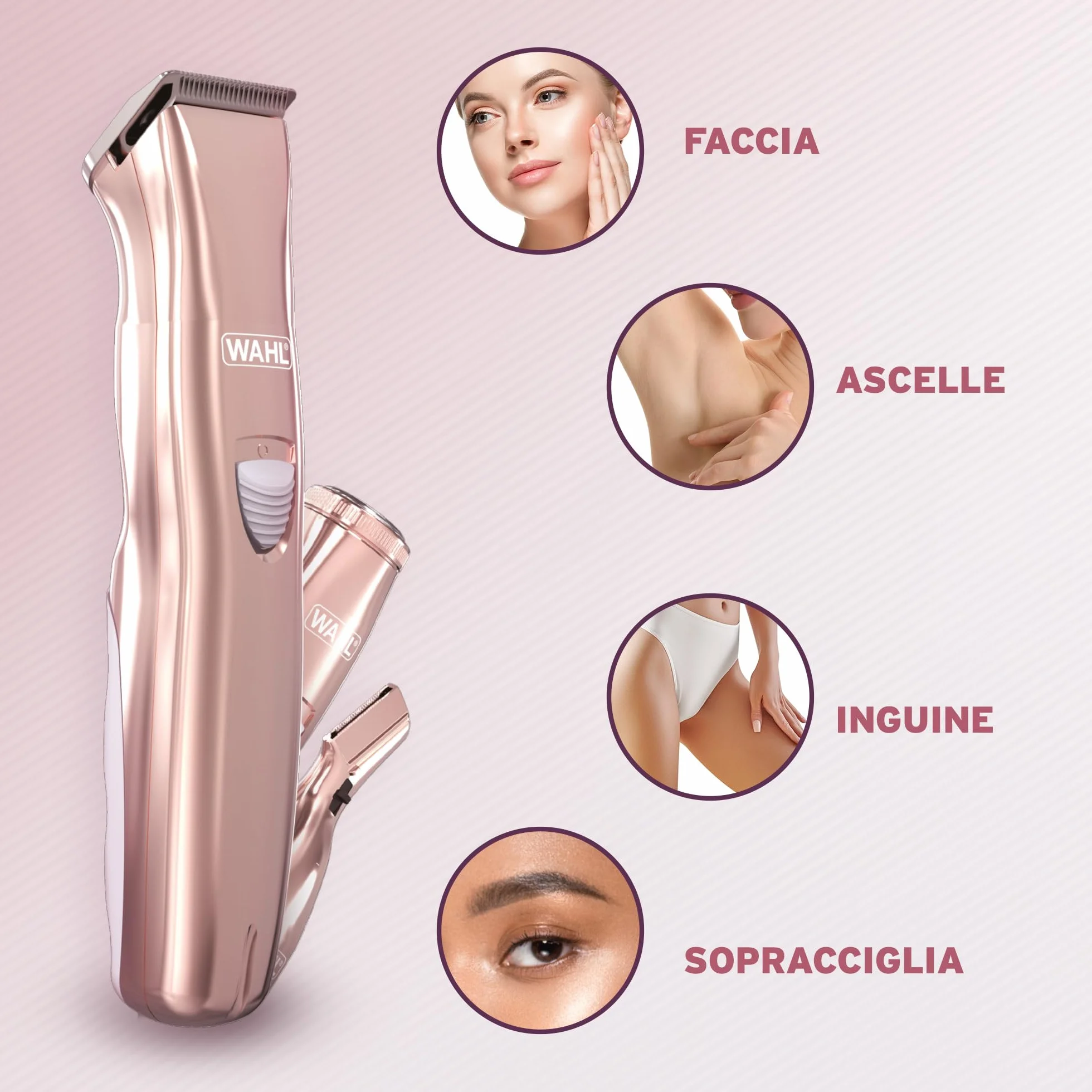 WAHL Ladies Face & Body Hair Remover, rasoio da donna, modellatore per sopracciglia, rasoio peli del viso da donna