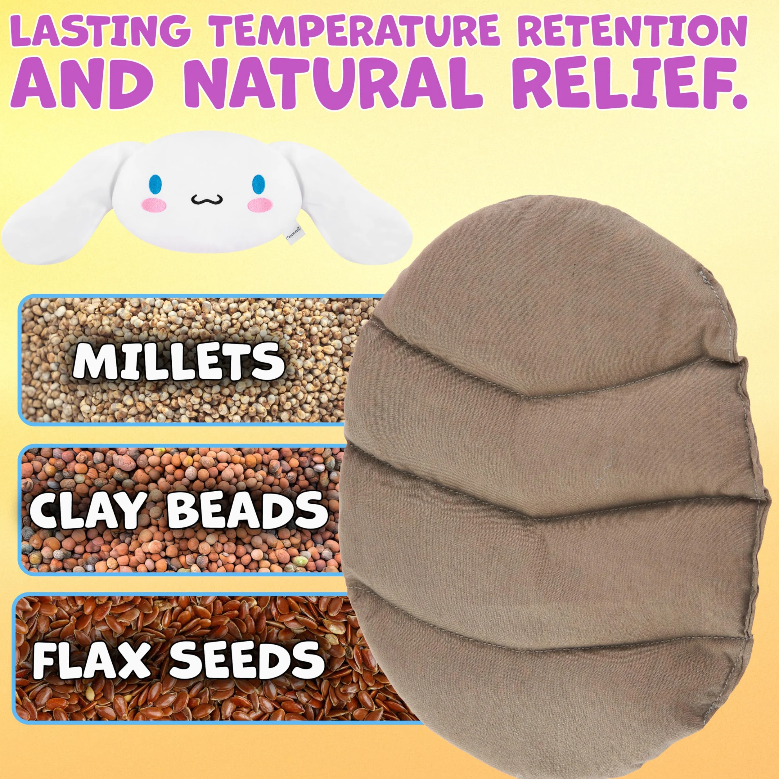 Cinnamoroll Sanrio Riscaldante Microonde, Peluche Termoforo Cervicale e Spalle, Compressa Alleviare Dolori Muscolari e Mestruali Regalo Donna (Bianco Cinnamoroll)