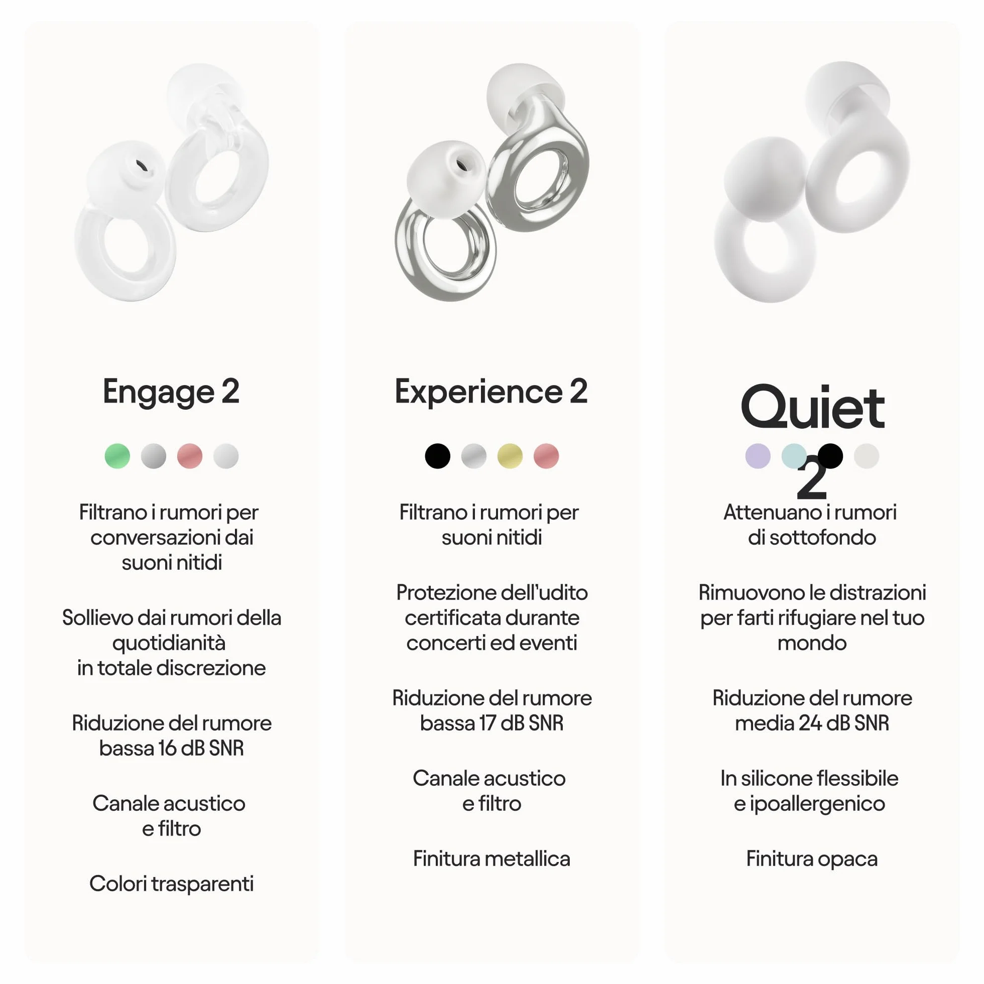 Loop Engage 2 Tappi orecchie – Redukcja hałasu 16 dB dla iperakuzji, spotkań towarzyskich i pracy