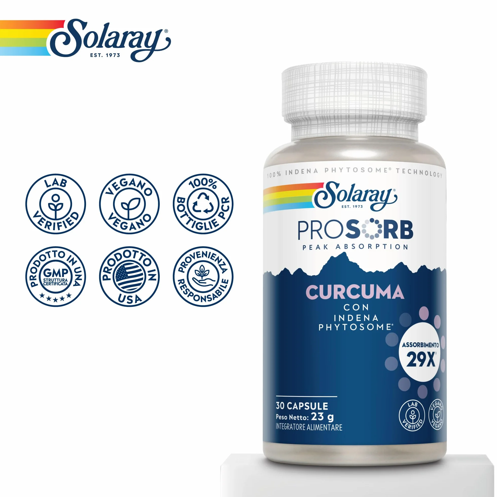 Solaray Curcumina Meriva® Fitosomiale 500mg 30 Capsule Vegane Biodisponibile