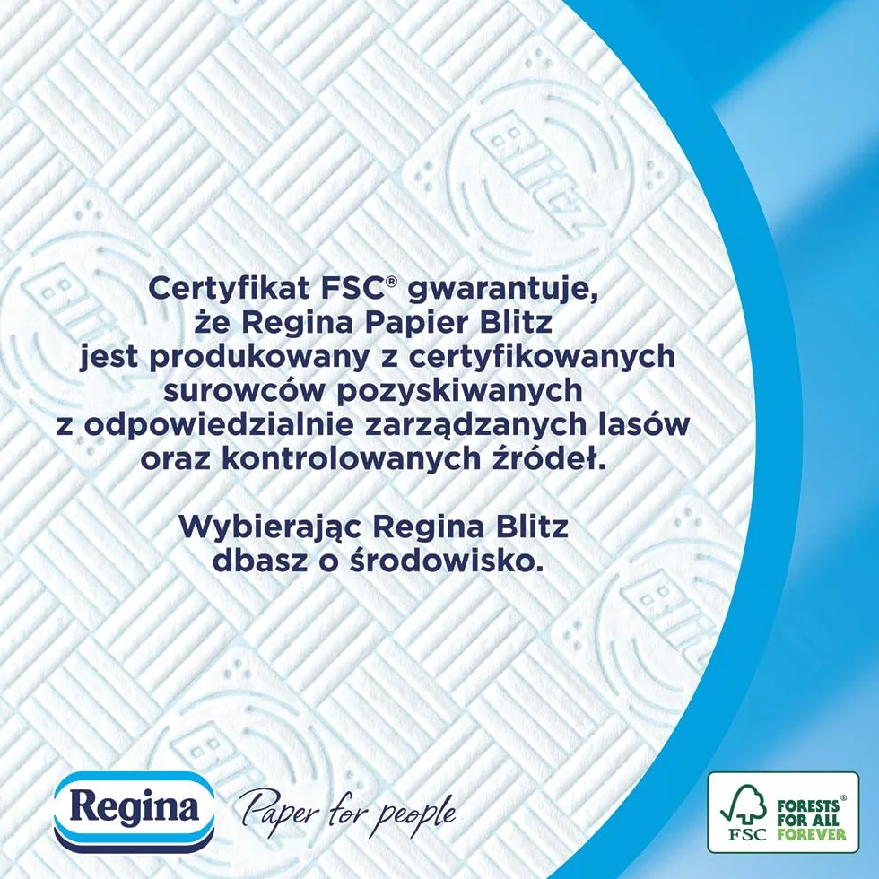 Regina Blitz Asciugamani carta 3 strati 5 rotoli 100 fogli maxi foglie FSC cellulosa pura