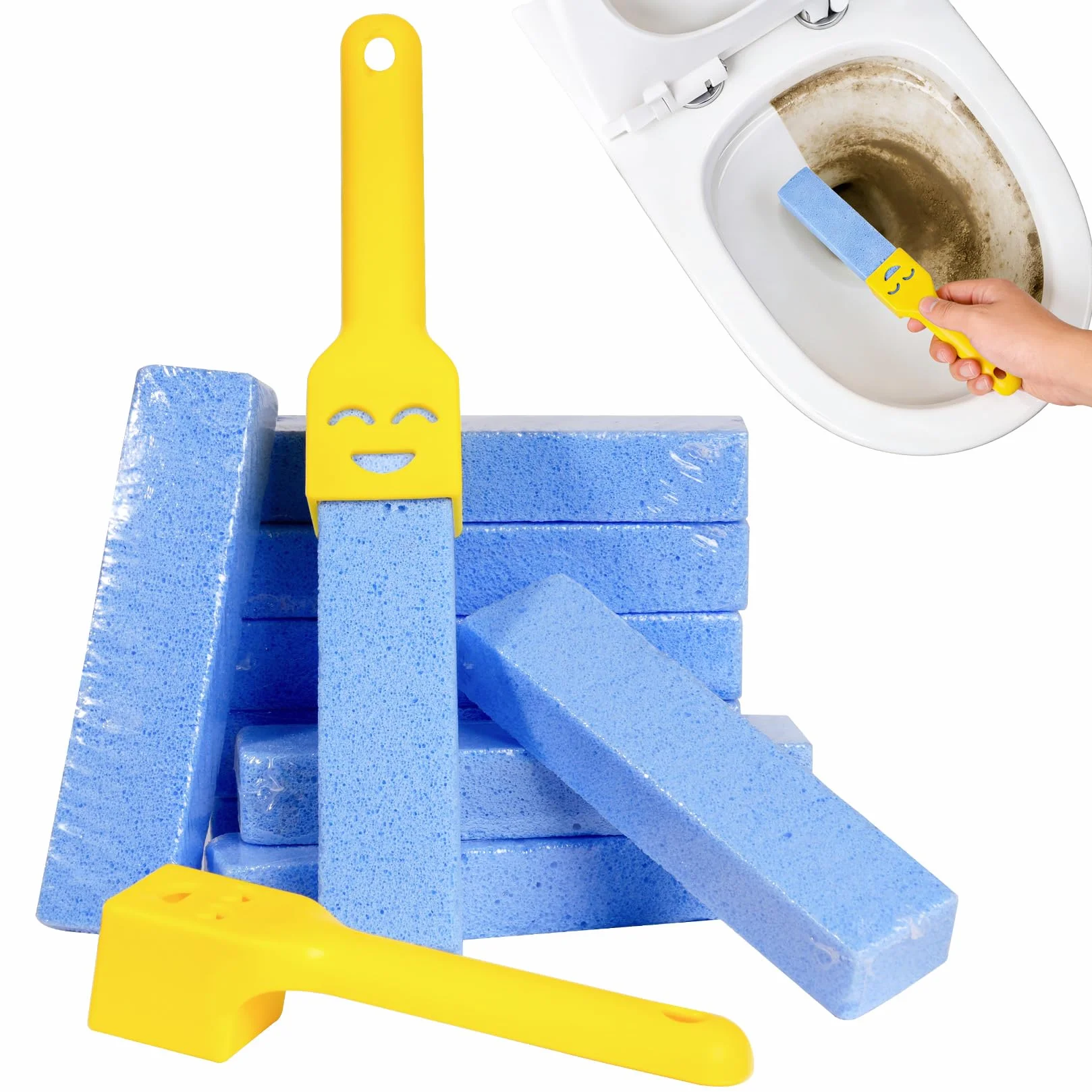 10 Pz Pietra Pomice per WC, Blocco Pietra Pulente Spazzole Bastone Naturale, Cleaning Block WC con 2 Maniglie per Pulizia di Piscine Bagno Cucina e Pumice Stone Cura dei Piedi