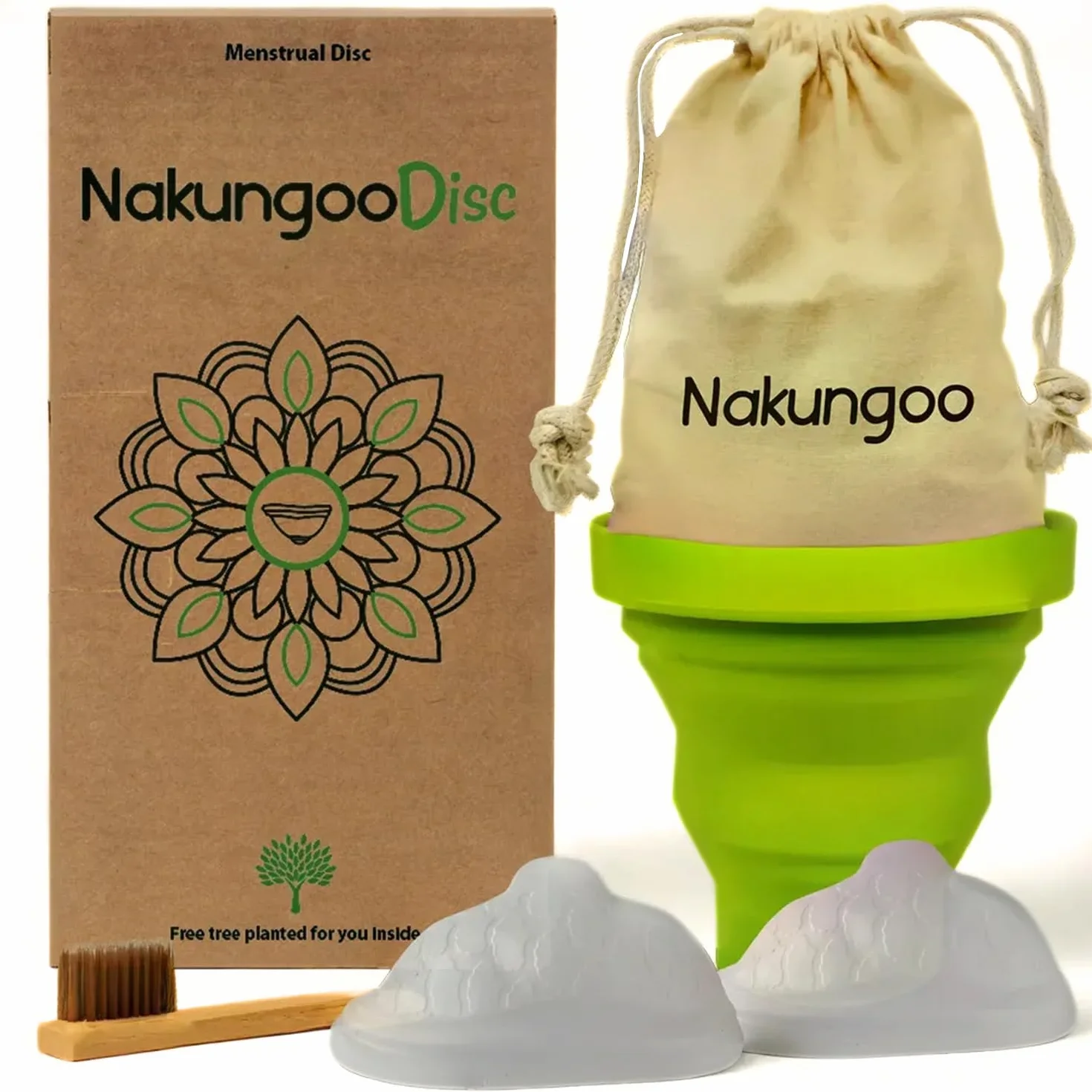 Nakungoo Disc Disco Mestruale Morbido 100% Silicone Medicale Certificato, Riutilizzabile, per Rapporti Sessuali | Kit 2 Misure (S e L) per Flusso Abbondante e Leggero con Sterilizzatore ed Accessori