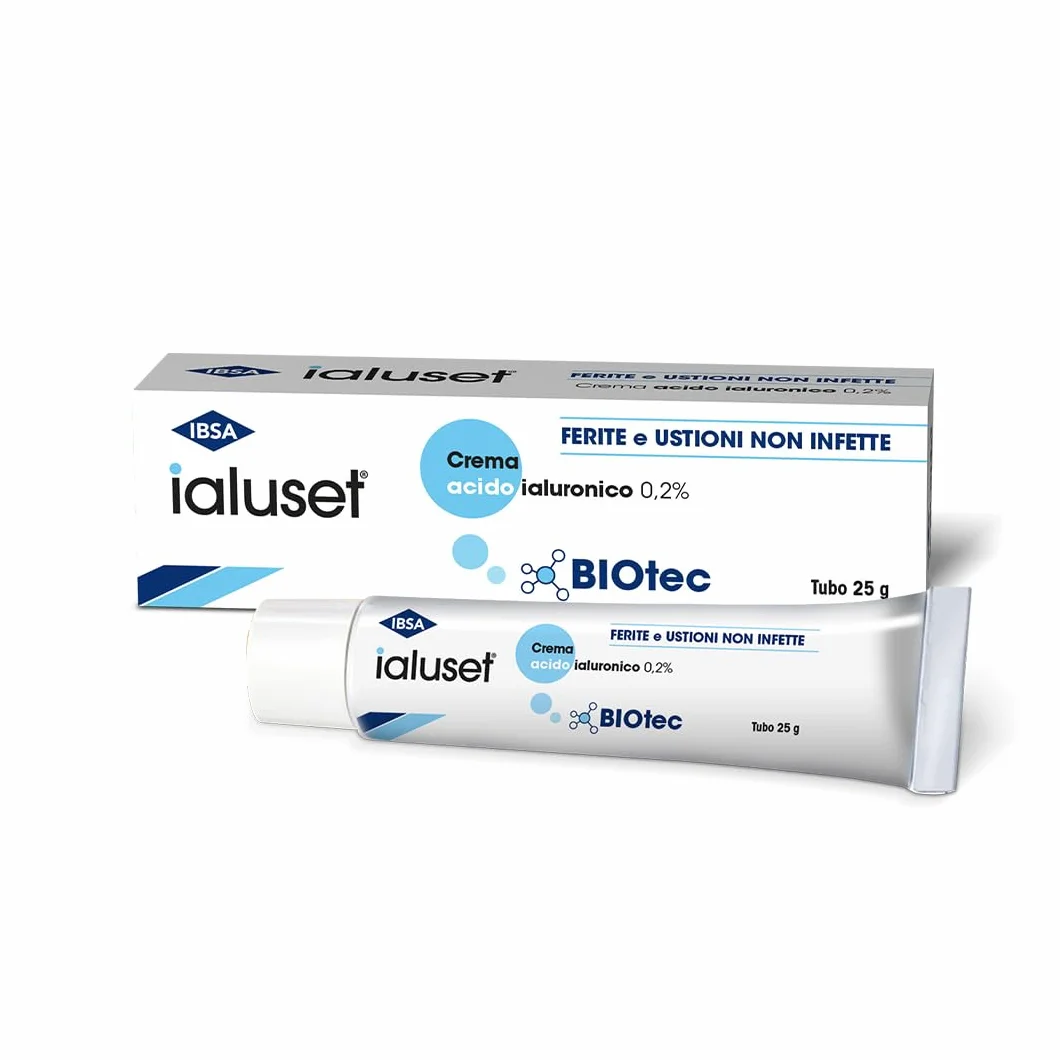 ialuset Crema 25g – Per il trattamento di ferite e ustioni non infette. Grazie all’acido ialuronico ad azione idratante facilita il processo di rigenerazione tissutale delle lesioni cutanee