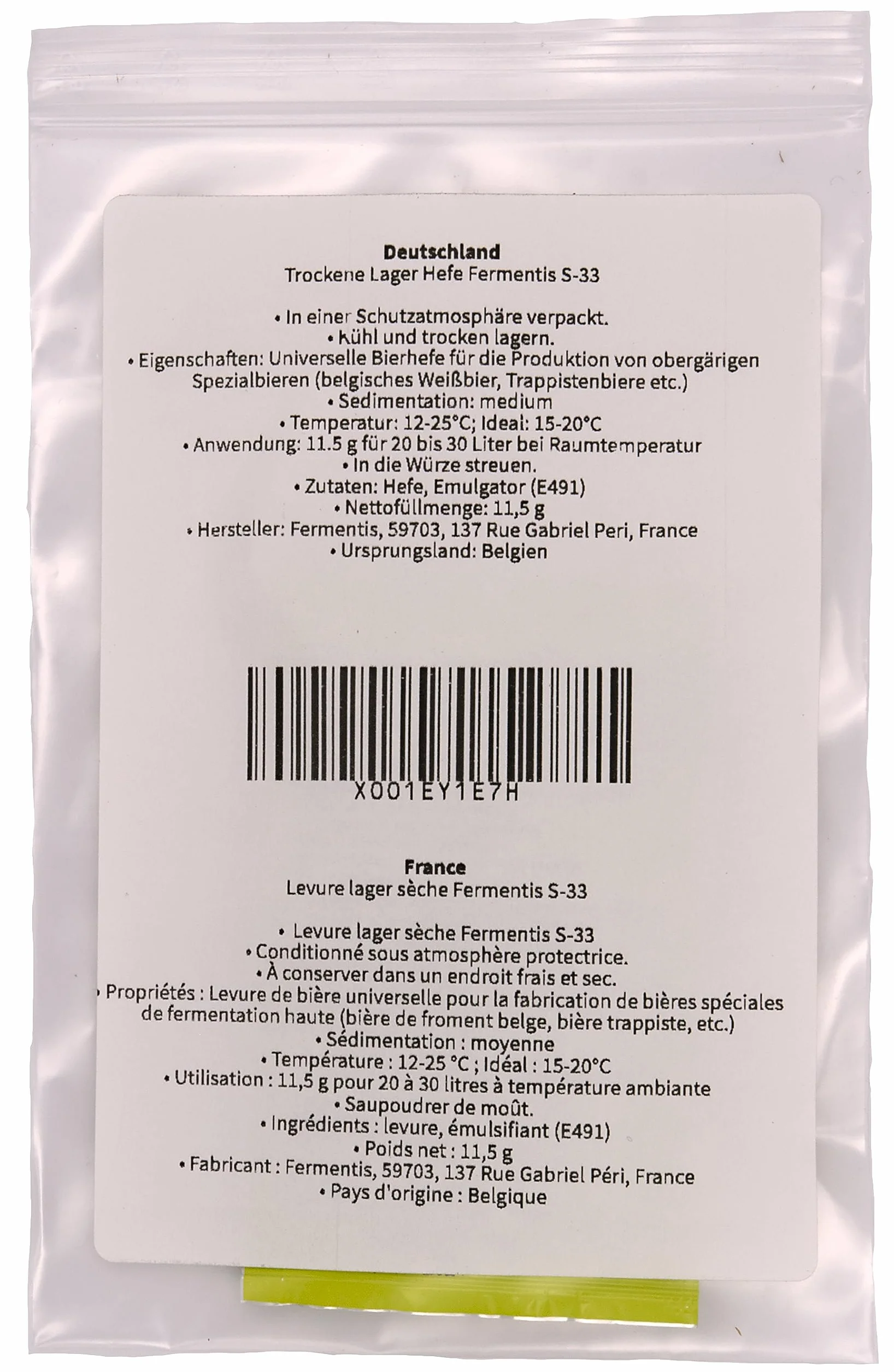 Fermentis lievito di birra US-05 W 34/70 S-33 S-23 alta fermentazione bassa fermentazione
