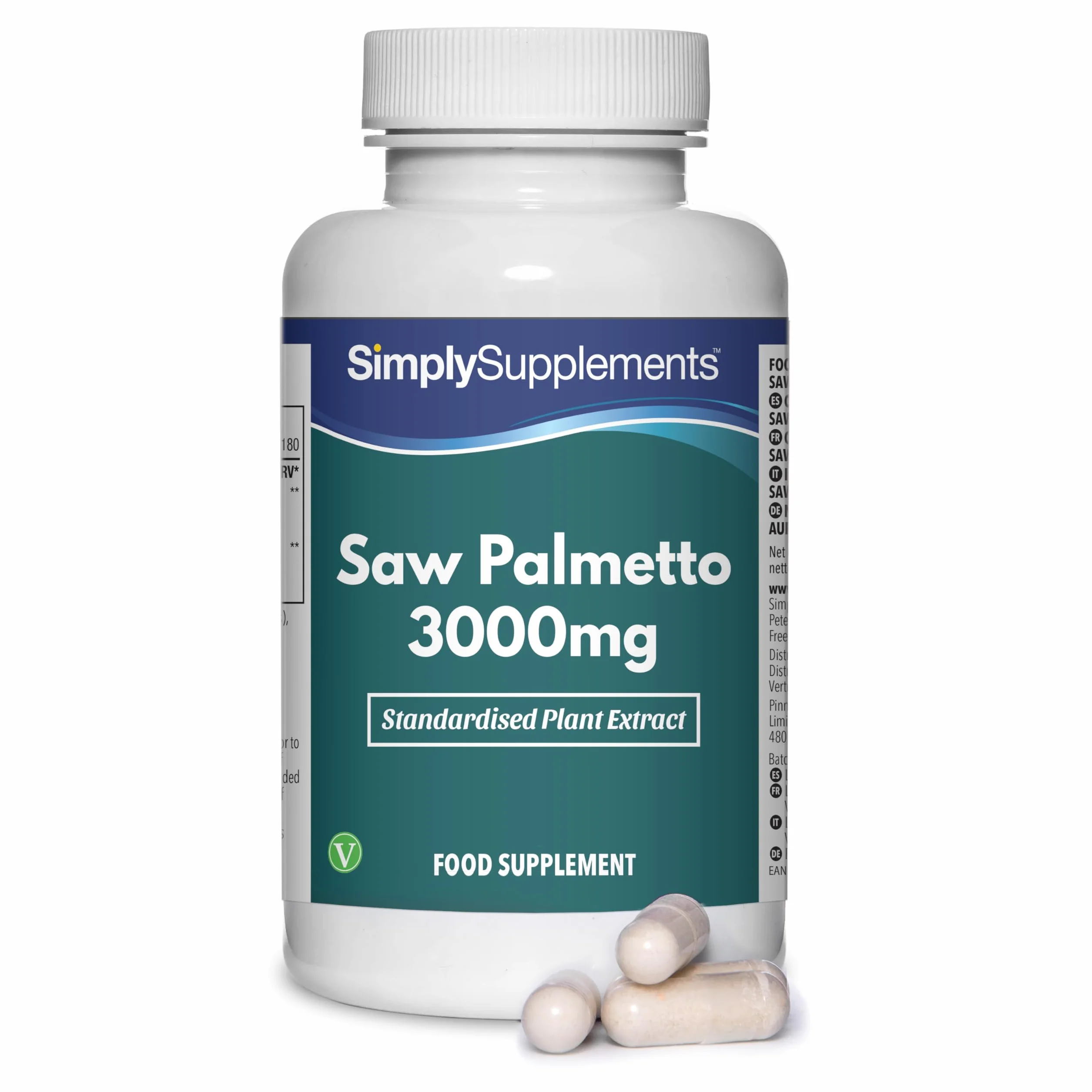 Capsule di Saw Palmetto 3000mg 180 Capsule Integratore Vegano Standardizzato