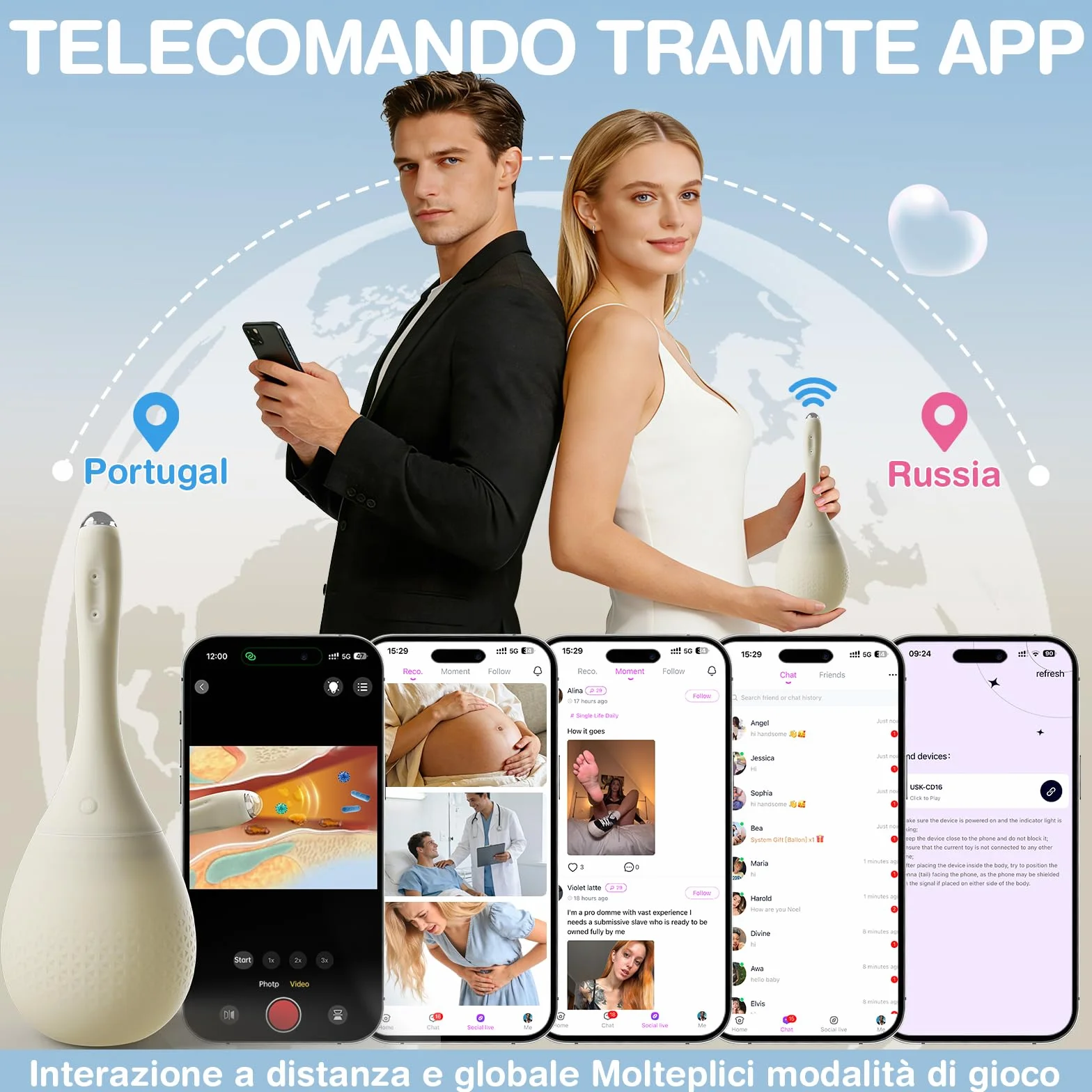 Clistere Per Pulizia Ano Anale Elettrica con Telecamera HD, 420 ml per igiene personale e risciacquo rinfrescante, Doccia anale Elettrica con 3 Velocità Controllabili tramite APP Clistere Ano Anale