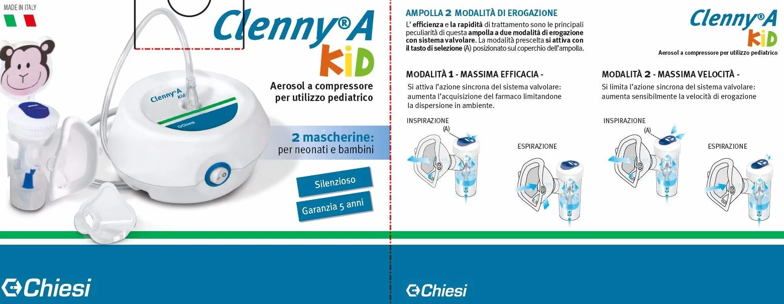 Clenny A Kid Aerosol a Compressore Pediatrico per Bambini e Neonati