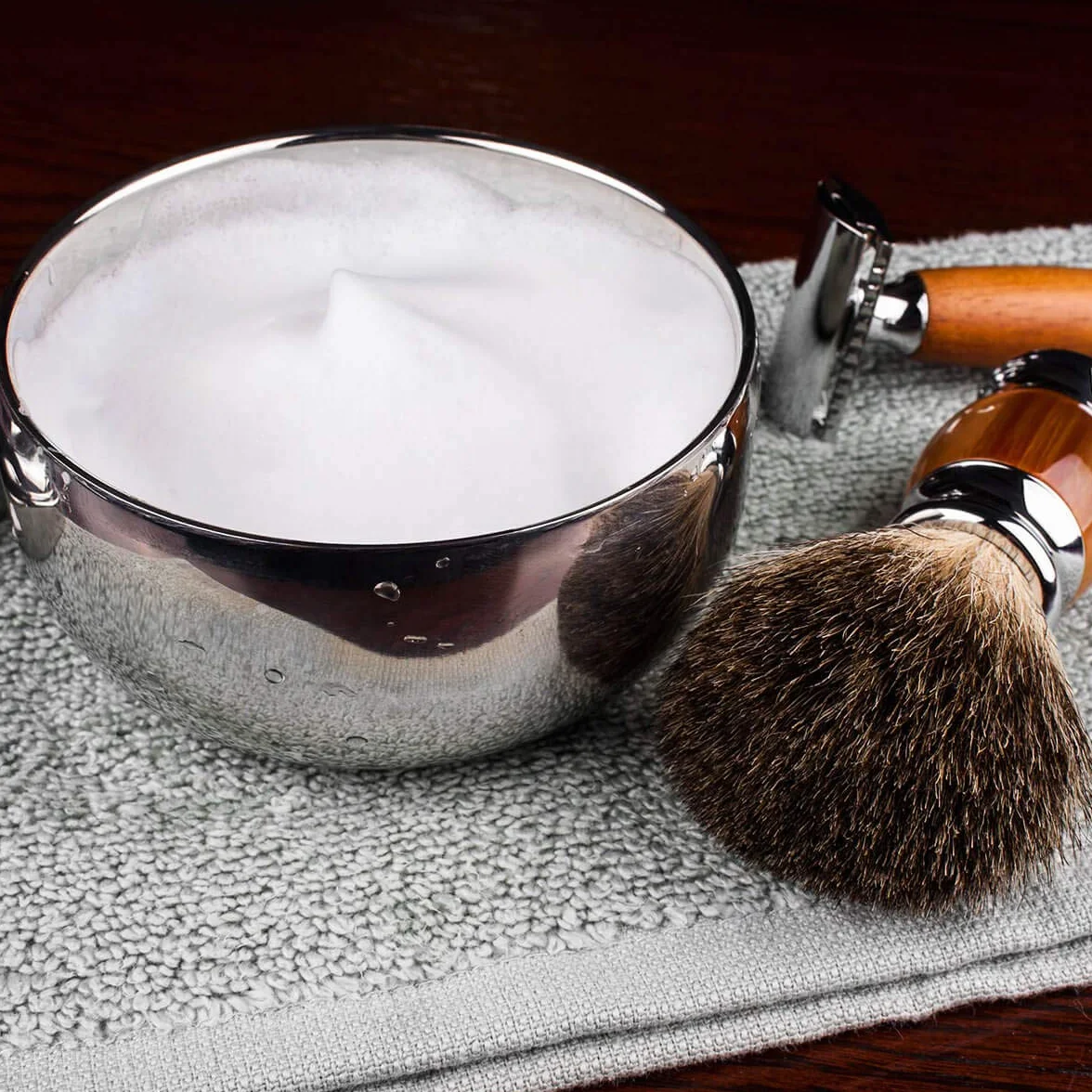 QSHAVE Ciotola per sapone da barba, shave tazza rasatura, in acciaio inox, con coperchio, 10cm, dimensione profonda, articolo placcato al cromo