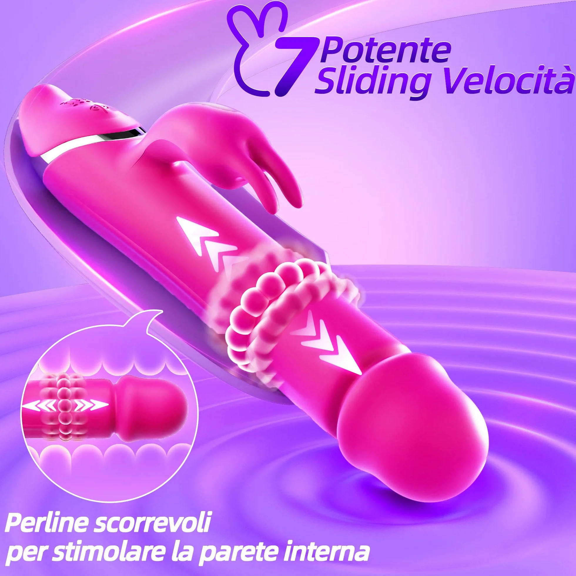 Sex Toys Dildo Vibratoreper donna, 3 In 1 Stimolatore Clitorideo Femminile Vibratori Punto G Squirting 7+7 Vibratore Rabbit Rolling Modalità, Dildo Realistico Anale Sex Toy Plug Analesex Toys Uomo