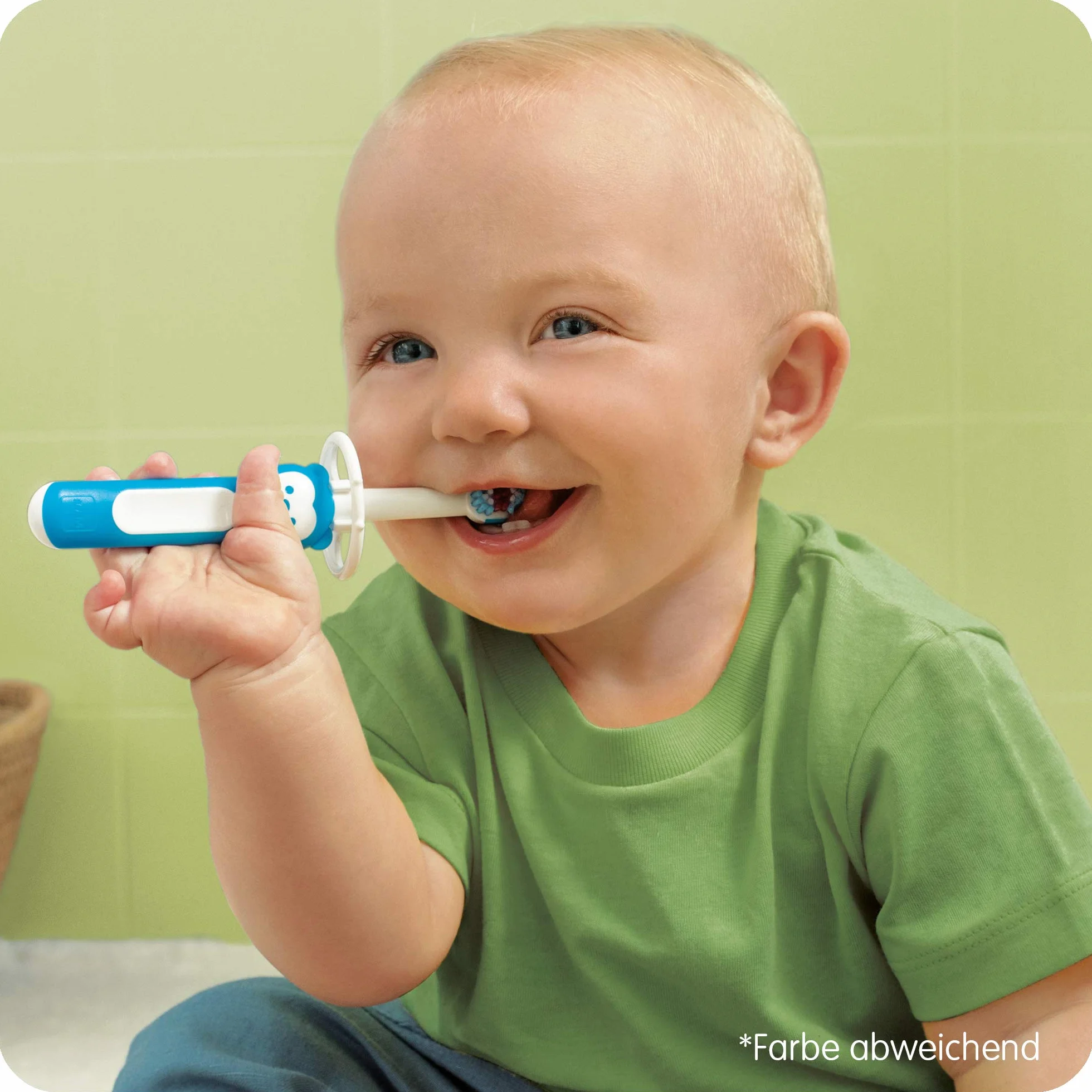 MAM Baby 's Brush, spazzolino da denti con manico corto per una facile tenuta, spazzolino da denti per bambini per una pulizia delicata dei denti, a partire dai 6 mesi, turchese