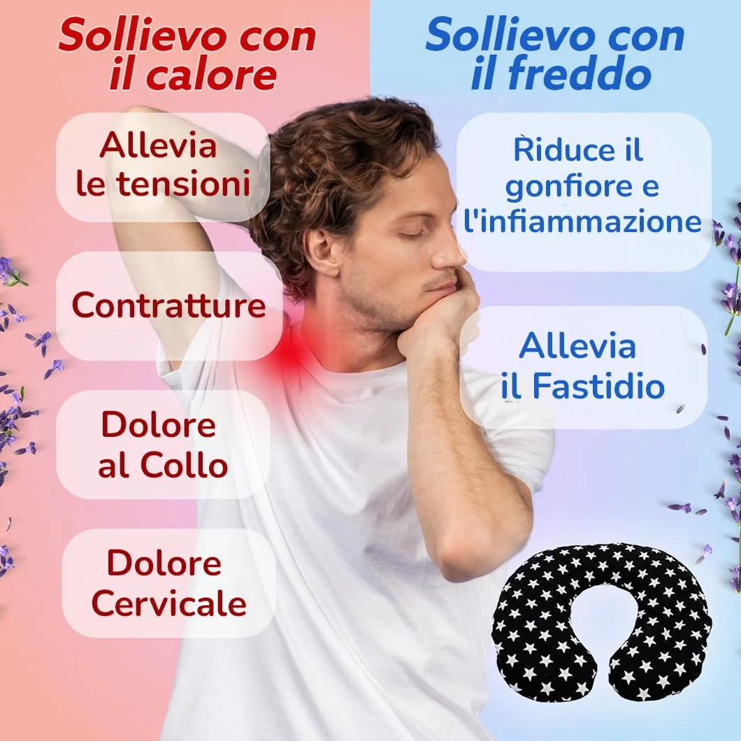 LOLA & GALA Cuscino Termico per Microonde | Cuscinetto Termico Cervicale | Riscaldante per Collo con Copertura Lavabile | Contiene Semi di Grano + Lavanda + Gel di Silice