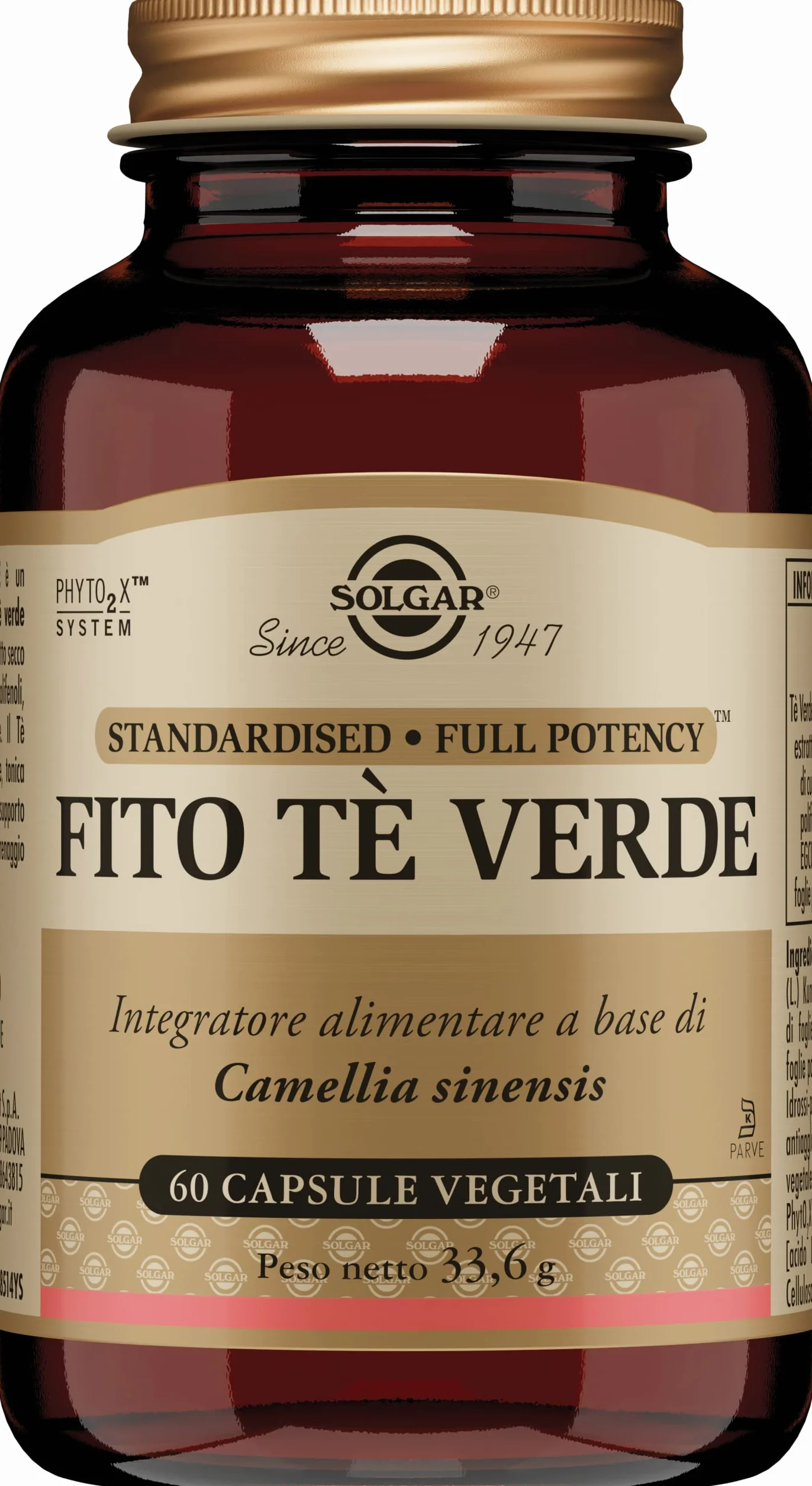 Solgar FITO TÈ VERDE, 60 capsule vegetali – Camellia sinensis – antiossidante, equilibrio del peso e drenaggio