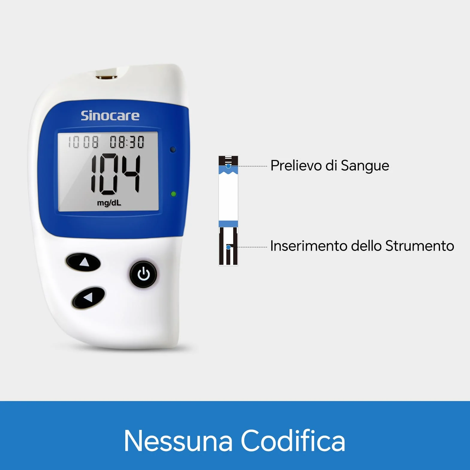Sinocare Misuratore Glicemia Glucometro, 50 Strisce Reattive e 50 Lancette, Adatto per Diabete Tipo 1&2 e Gestazionale
