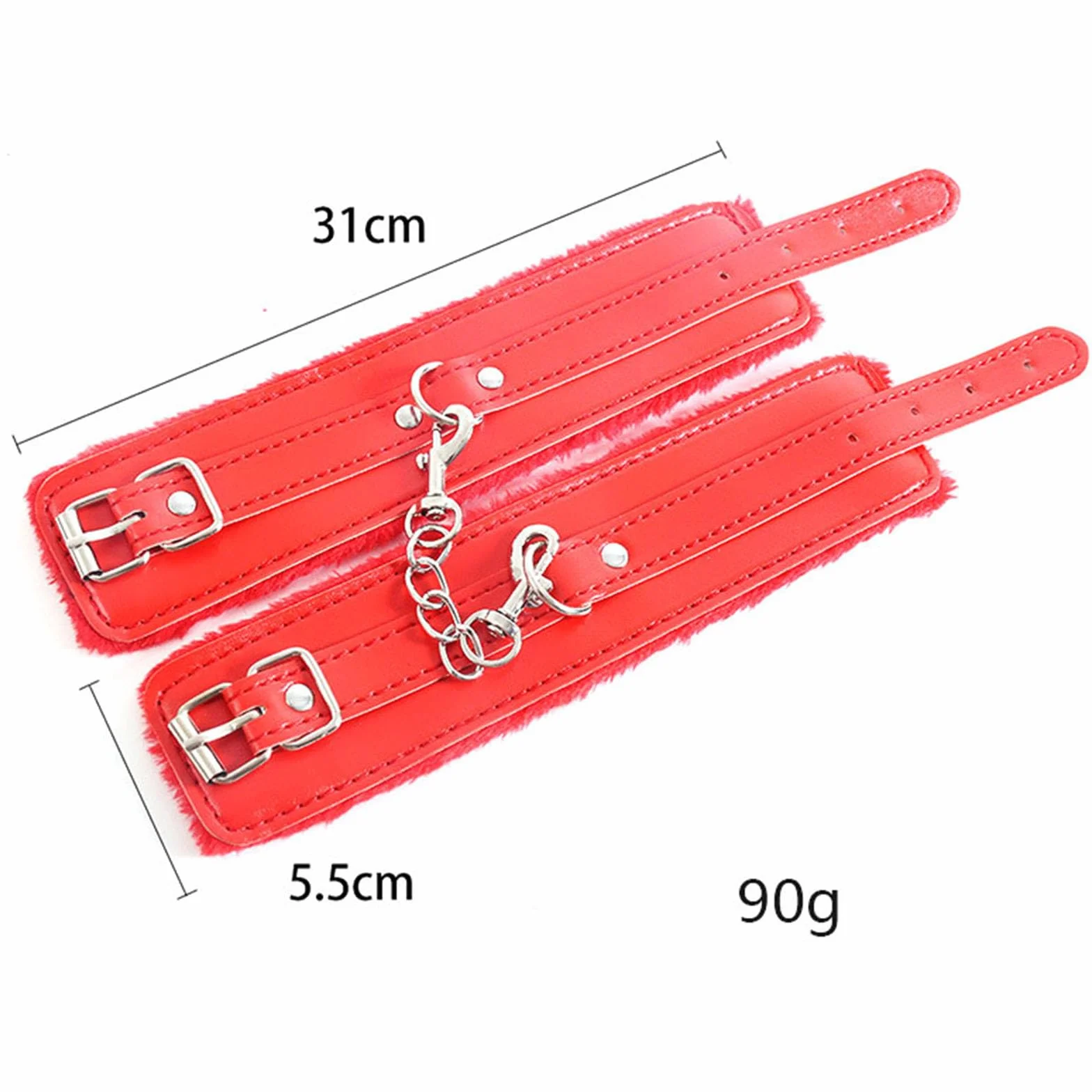 BDSM Manette in pelle e peluche con cinghia per benda, set bondage per giochi di coppia