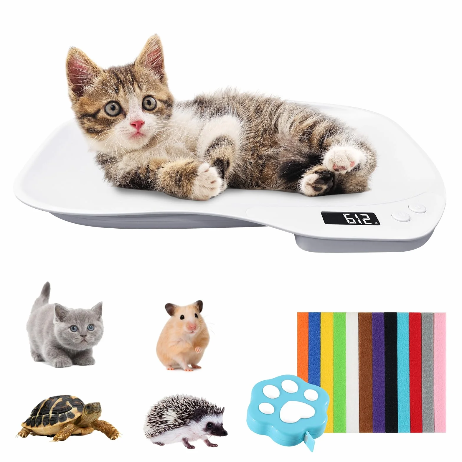 Bilancia Neonato Digitale per Cuccioli Cani 15 Kg LCD Quattro Modalità Pesatura Piccoli Animali 36x25,5 cm