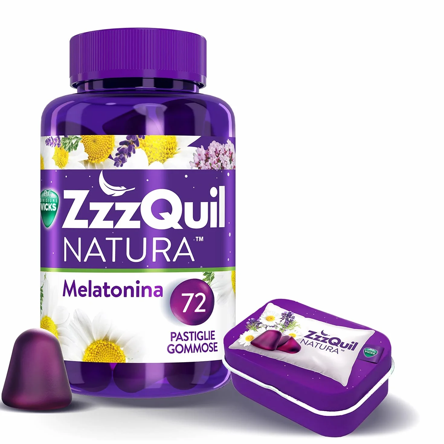 Zzzquil Natura Integratore Sonno Melatonina Lavanda Valeriana Camomilla 72 Gommosi Travel Case