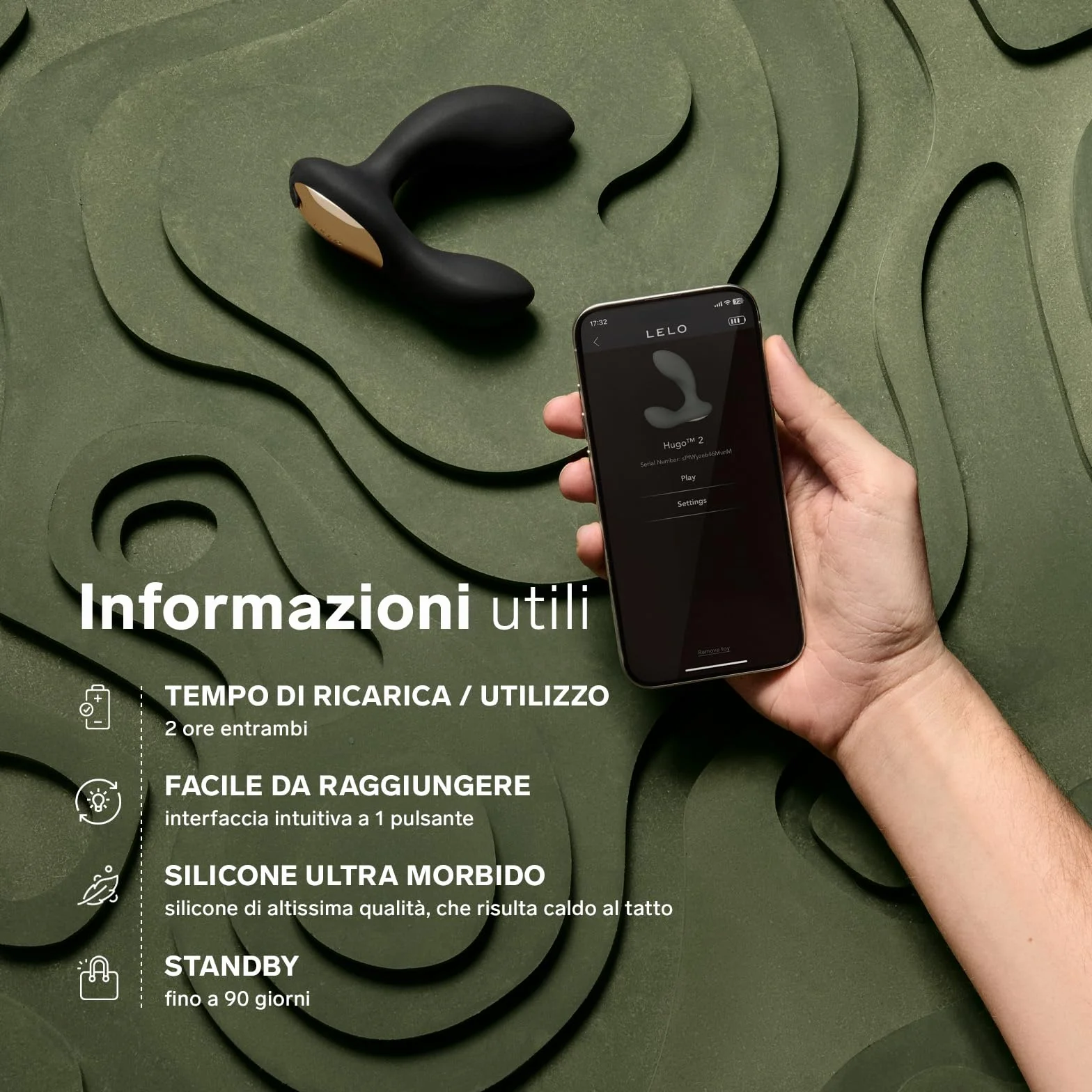 LELO HUGO 2 Massaggiatore Prostatico con App Bluetooth e 10 Modalità di Piacere, Plug Anale da Uomo (HUGO 2 Green)