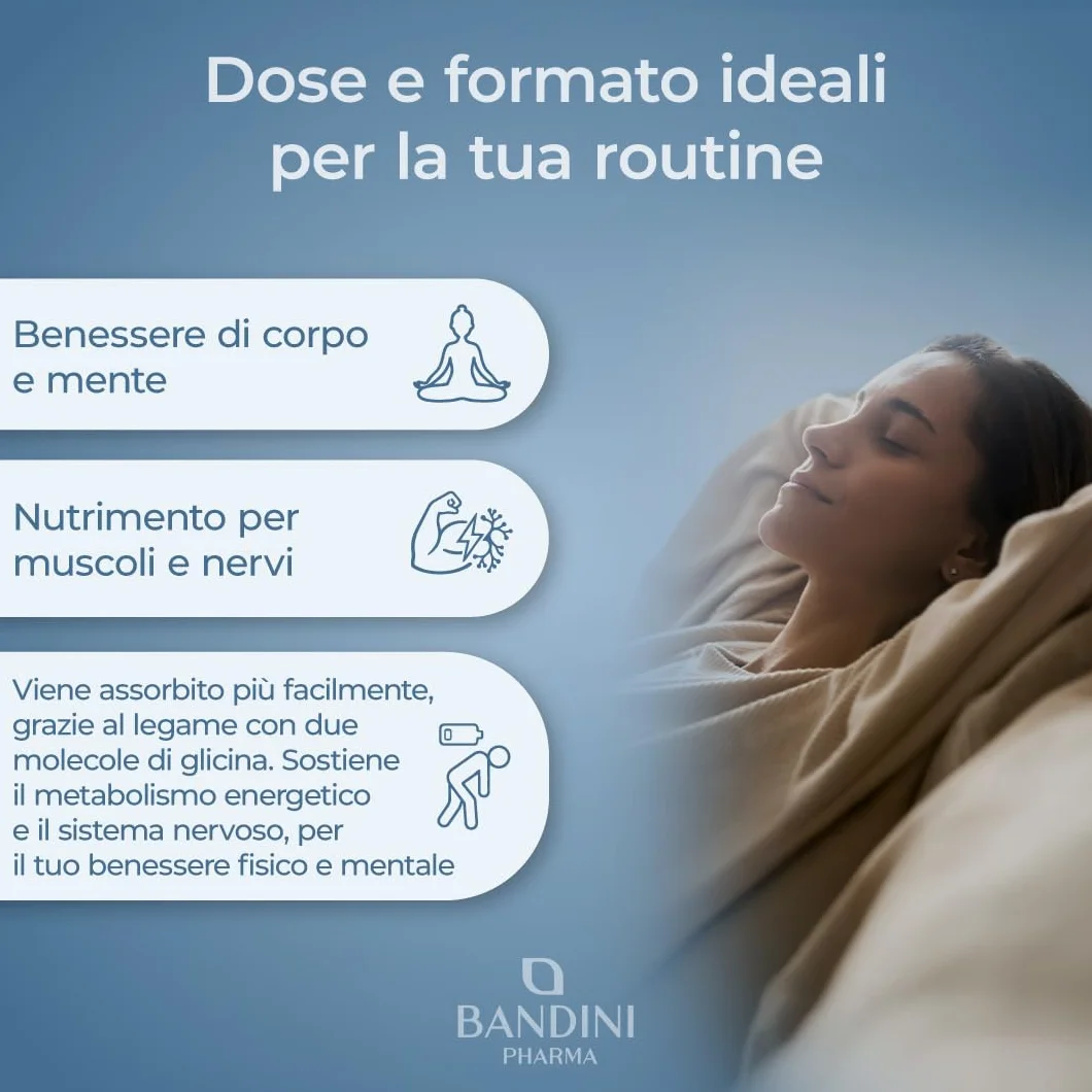 Bandini® Magnesio Bisglicinato 180 Capsule (2 mesi), 350 mg di Glicinato, Chelato per dose arricchito di Vitamina B1, B6, B12 Anti stress e fatica, Integratore per Sistema Nervoso, 100% Vegan