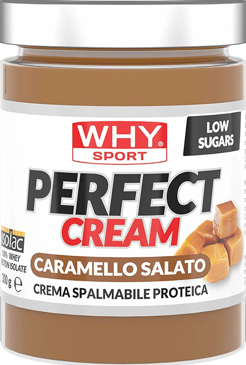 WHY SPORT PERFECT CREAM - Crema Proteica Spalmabile al Caramello Salato - Crema Spalmabile con Proteine Isolate - Senza Glutine - 300 gr