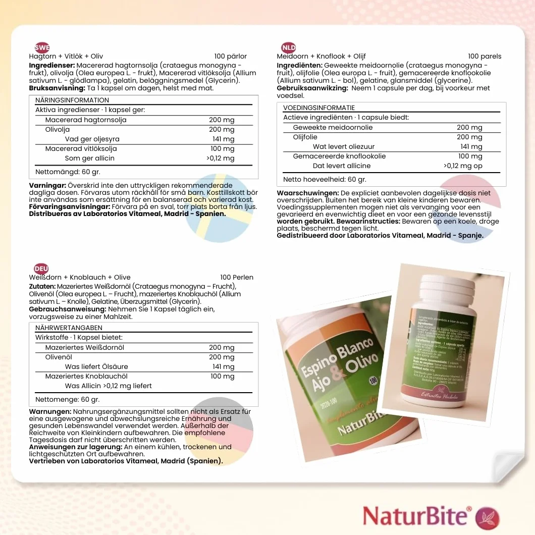 NaturBite Biancospino + aglio + oliva 500 mg 100 perle
