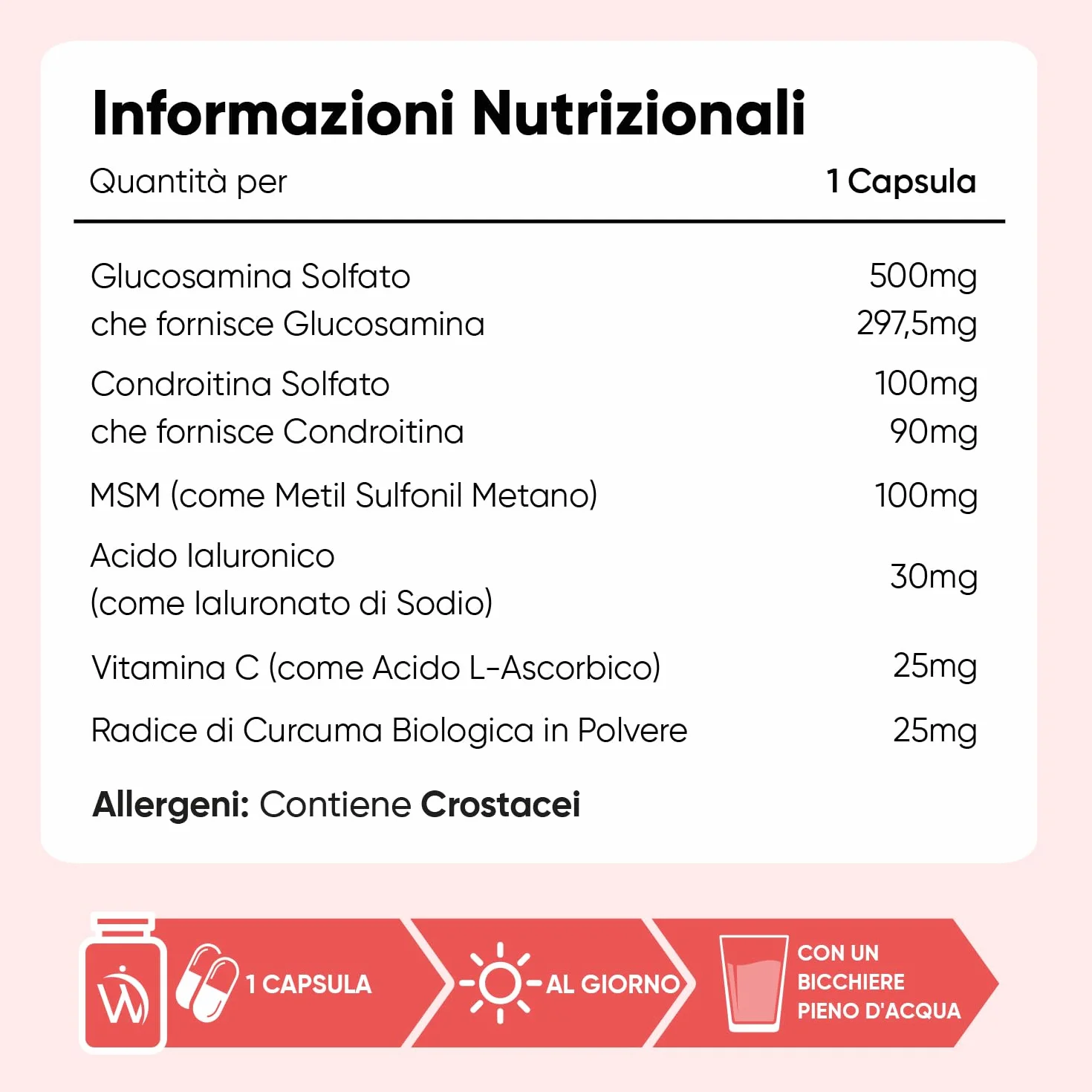Glucosamina Condroitina MSM, Acido Ialuronico, Vit C e Curcuma, 6 Mesi, Glucosamina Complex, La Vitamina C Contribuisce alla Normale Formazione del Collagene per la Normale Funzione delle Ossa (EFSA)