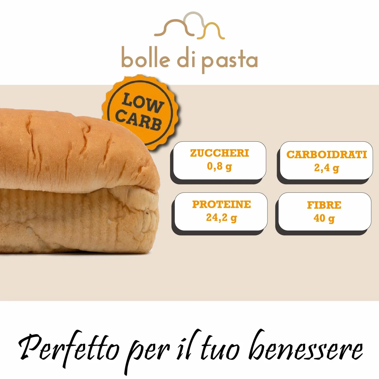 Bolle di pasta® Pan Bauletto Low Carb – Pane Artigianale e Naturale, +30% Proteine, Solo 2,4g Carboidrati – Adatto a Diete Keto, Iperproteiche, Diabetiche – Confezione da 260g (1 o 3 Pezzi) (1 Unità)