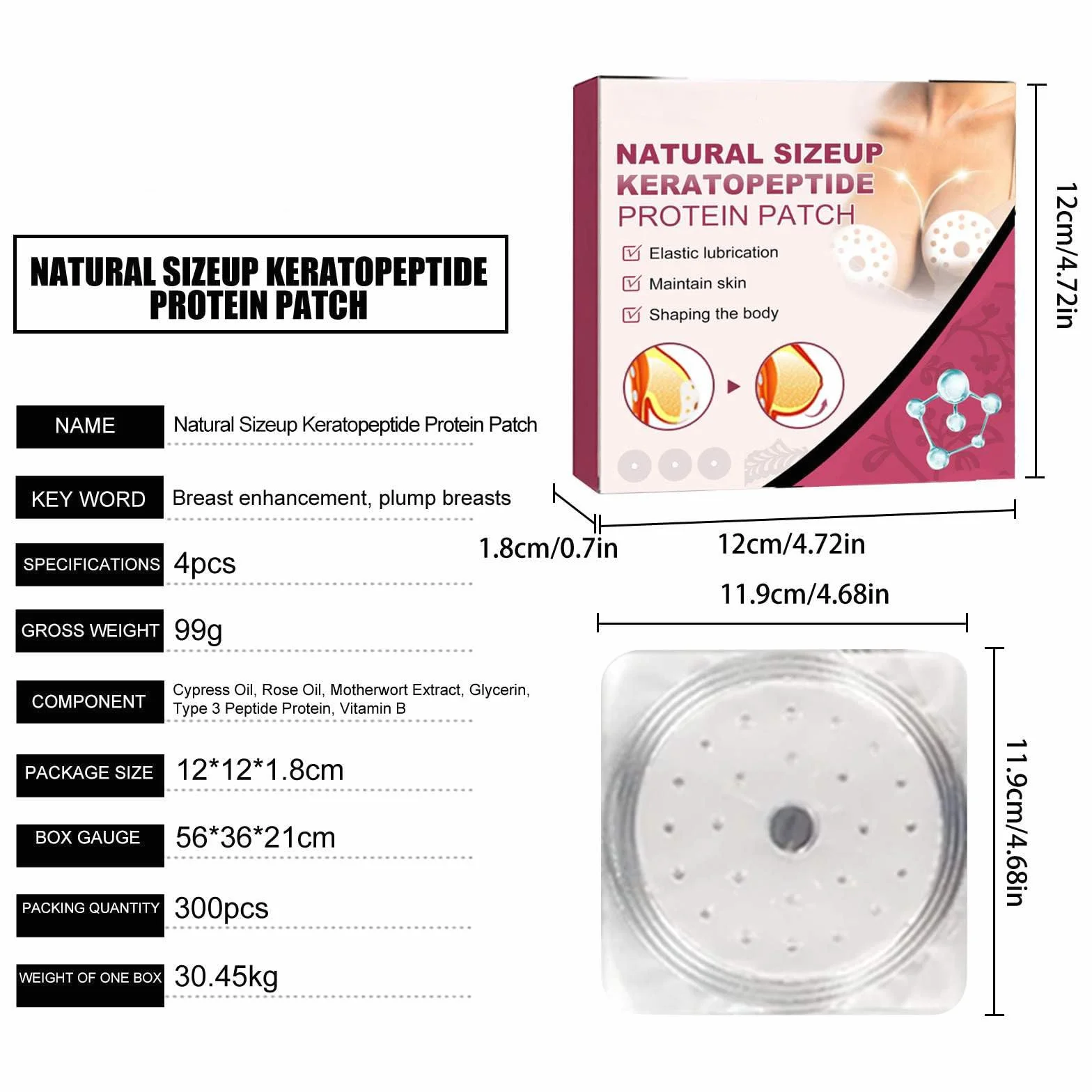 Cuscinetti per l'ingrandimento del seno naturali cheratina peptide push-up tonificanti sollevanti set da 2