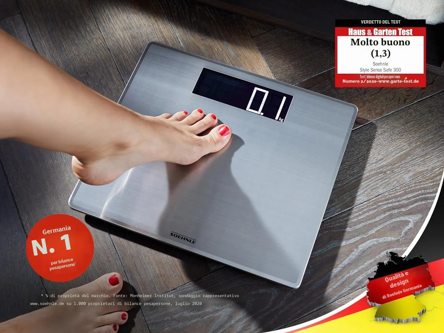 Soehnle Style Sense Safe 300 Bilancia pesapersone digitale con display LCD extra-large anti-impronte