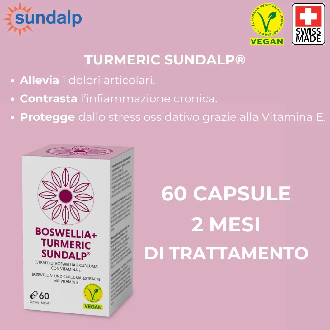 SUNDALP Boswellia + Turmeric Integratore Articolazioni e Dolori Muscolari 60 Capsule