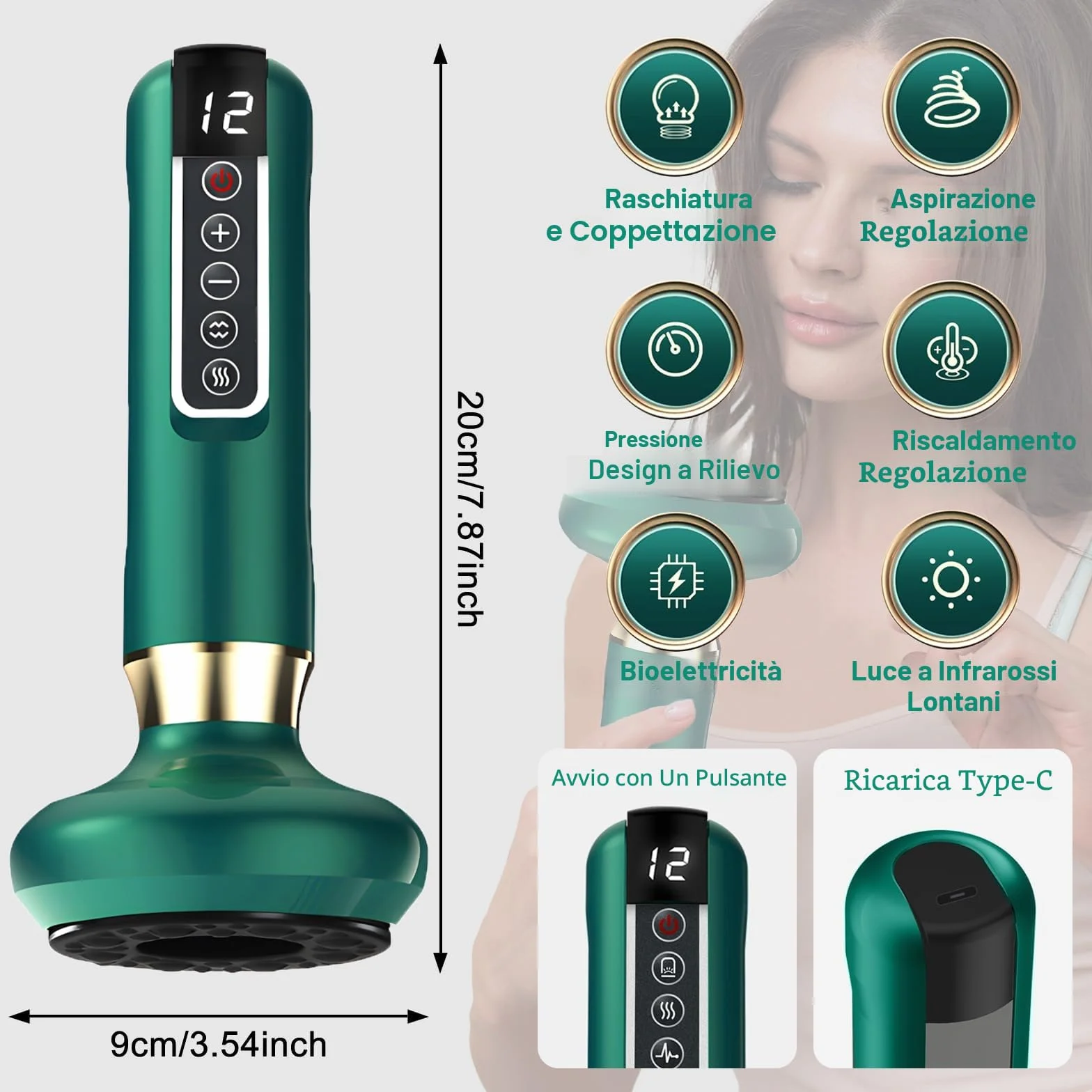 Dispositivo di Massaggio Elettrico a Bolle, Massaggiatore Anticellulite per Gambe/Addome/Mani, Dispositivo Anticellulite, Fotocamera di Drenaggio Linfatico con 12 Programmi e 4 Modalità