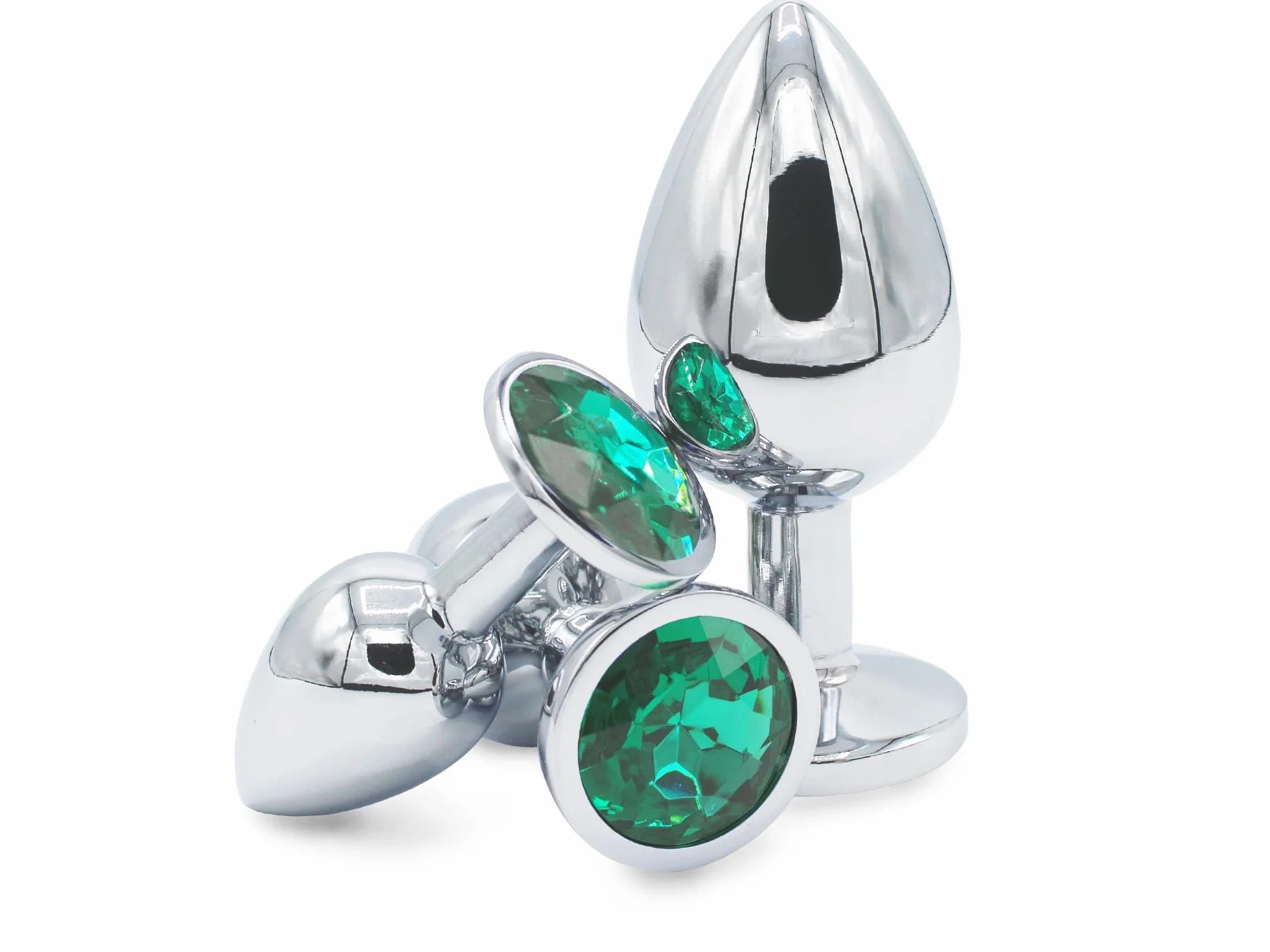 Plug Anale Set di 3 Piccolo/Medio/Grande - Sex Toy Anali per Uomini e Donne, Buttplug in Metallo, Dilatatori Comfort e Sicurezza, Sex Toys Coppia Colore Verde