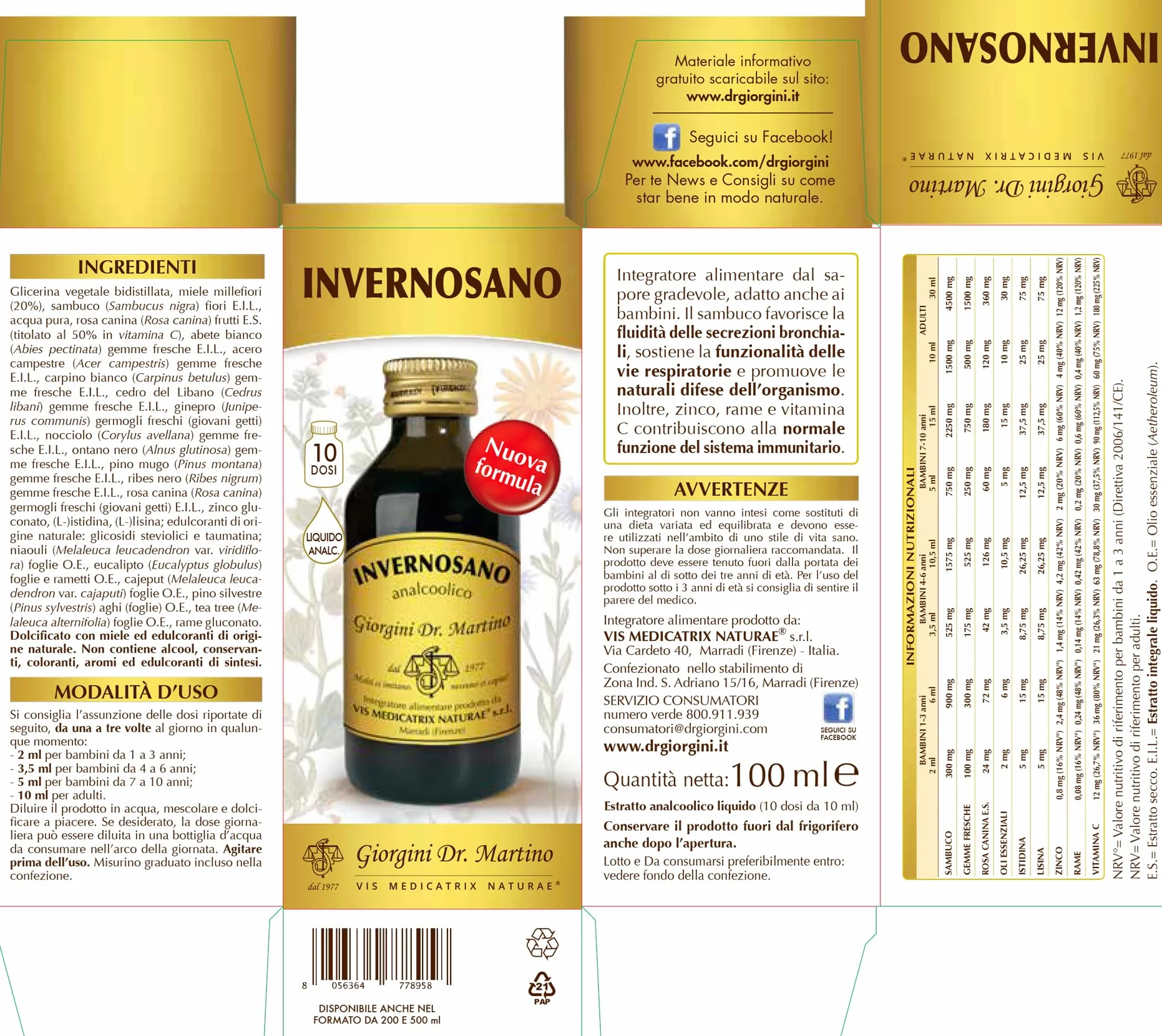 Dr Giorgini INVERNOSANO 100 ml liquido analcoolico - Dr. Giorgini