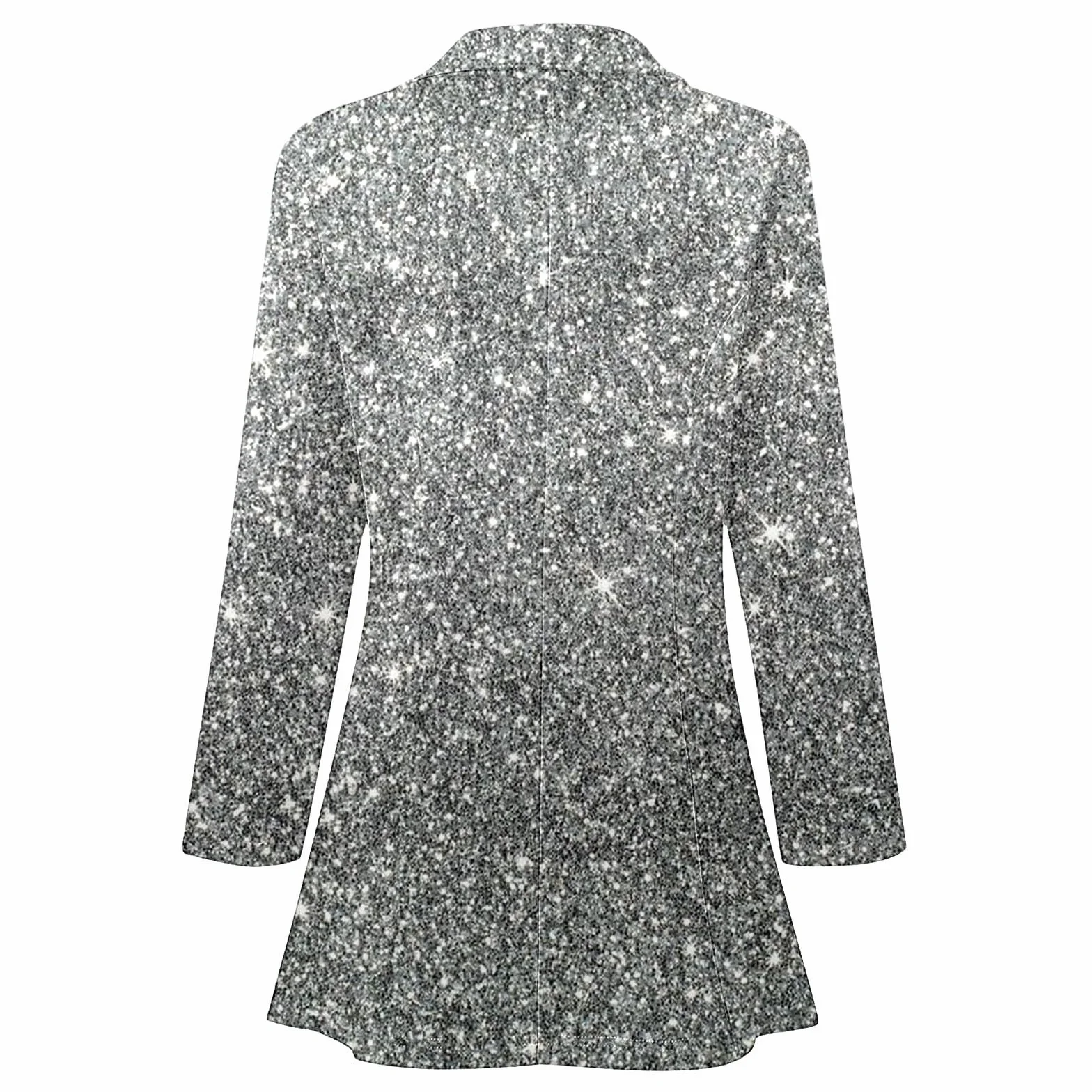Giacca glitterata da donna, per feste e club, con paillette, alla moda, con paillettes, casual, con tasche, elegante e aderente, con paillettes