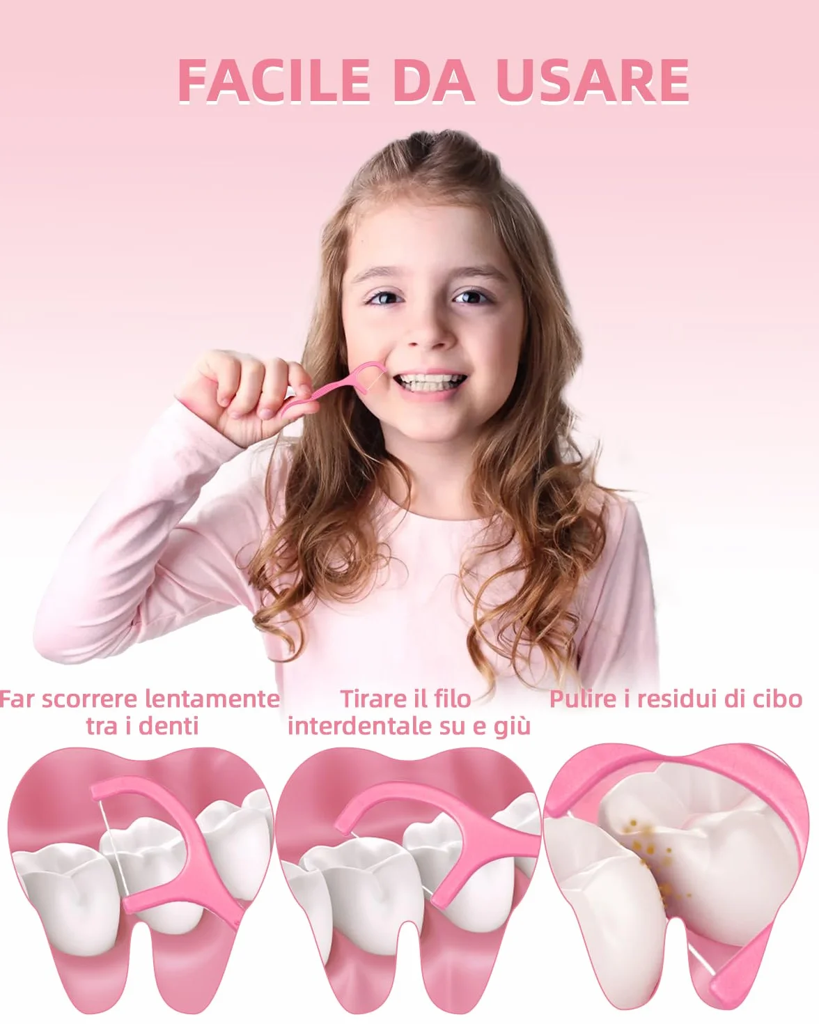 600 stuzzicadenti con filo interdentale alla fragola per la cura dei denti - Bastoncini per la pulizia dei denti per rimuovere la placca e i residui di cibo