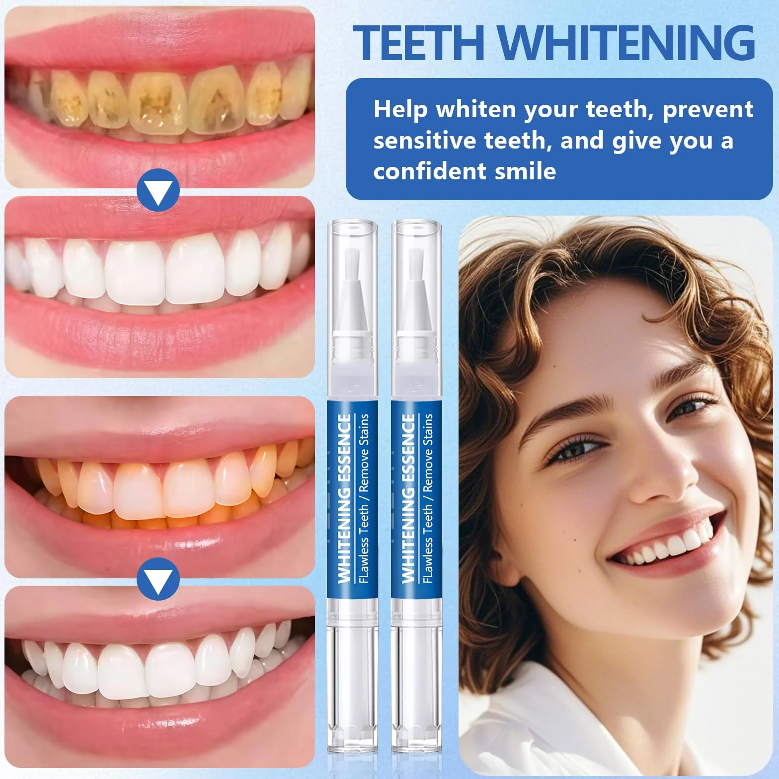 Penne Sbiancante Denti Professionale 3 Pezzi Gel Sbiancamento Rapido