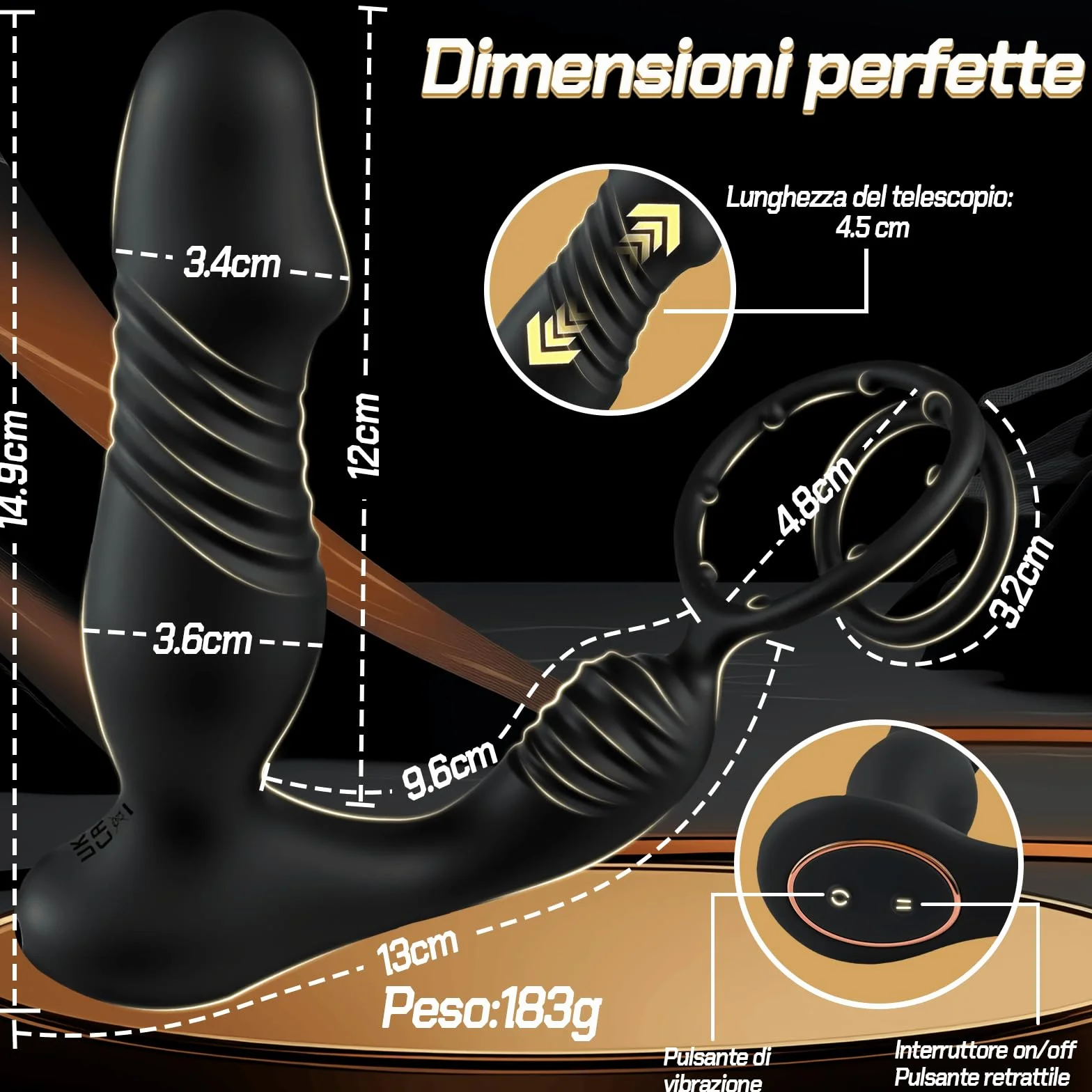 Vibratori Anali per Uomo Stimolatore Prostata Uomini Massaggio Prostata con Anello per Pene Anal Plug con 9 Modalità di Spinta e Vibrazione Sex Toys Uomo Anale Vibratore Dildo Anale Controllo APP