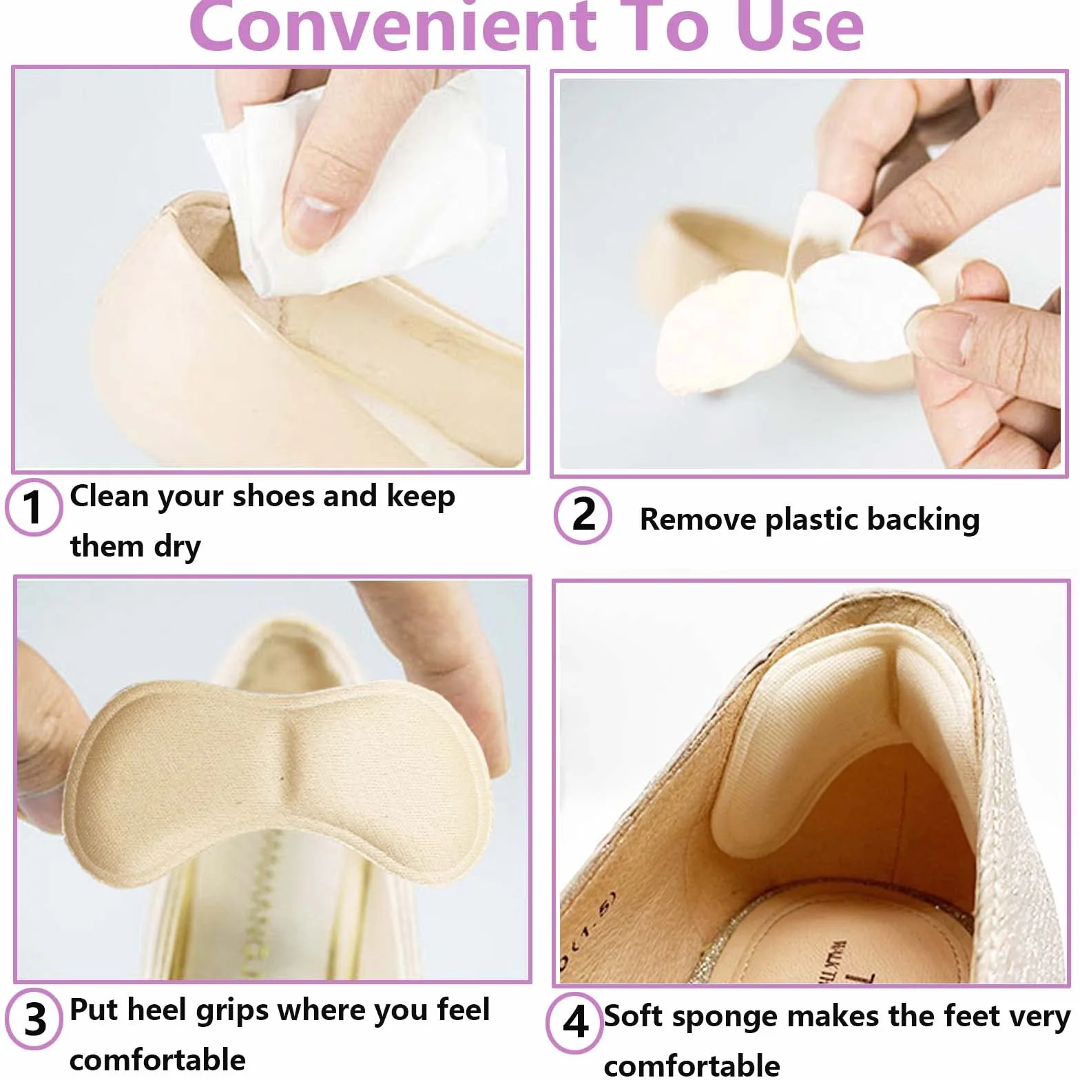 Cuscini per tallone Pad Heel, 8 paia comodi cuscinetti autoadesivi per scarpe, antiscivolo