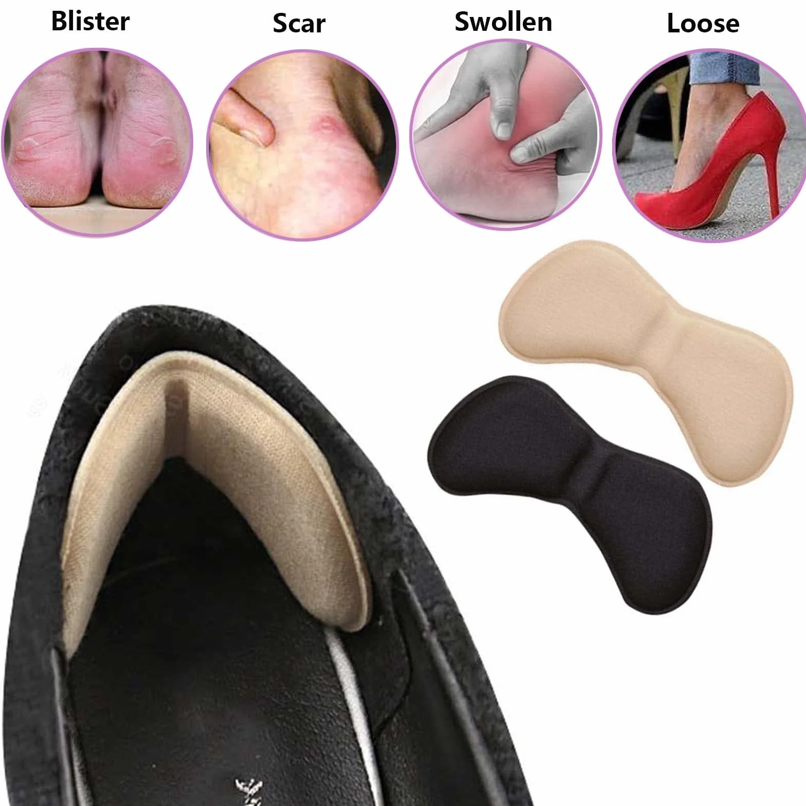 Cuscini per tallone Pad Heel, 8 paia comodi cuscinetti autoadesivi per scarpe, antiscivolo