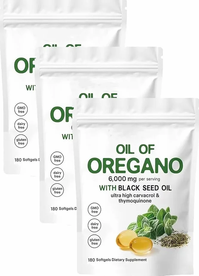 Olio di Origano Softgels 6000mg con Olio di Semi Neri, Immunità Naturale, Senza Glutine (3)