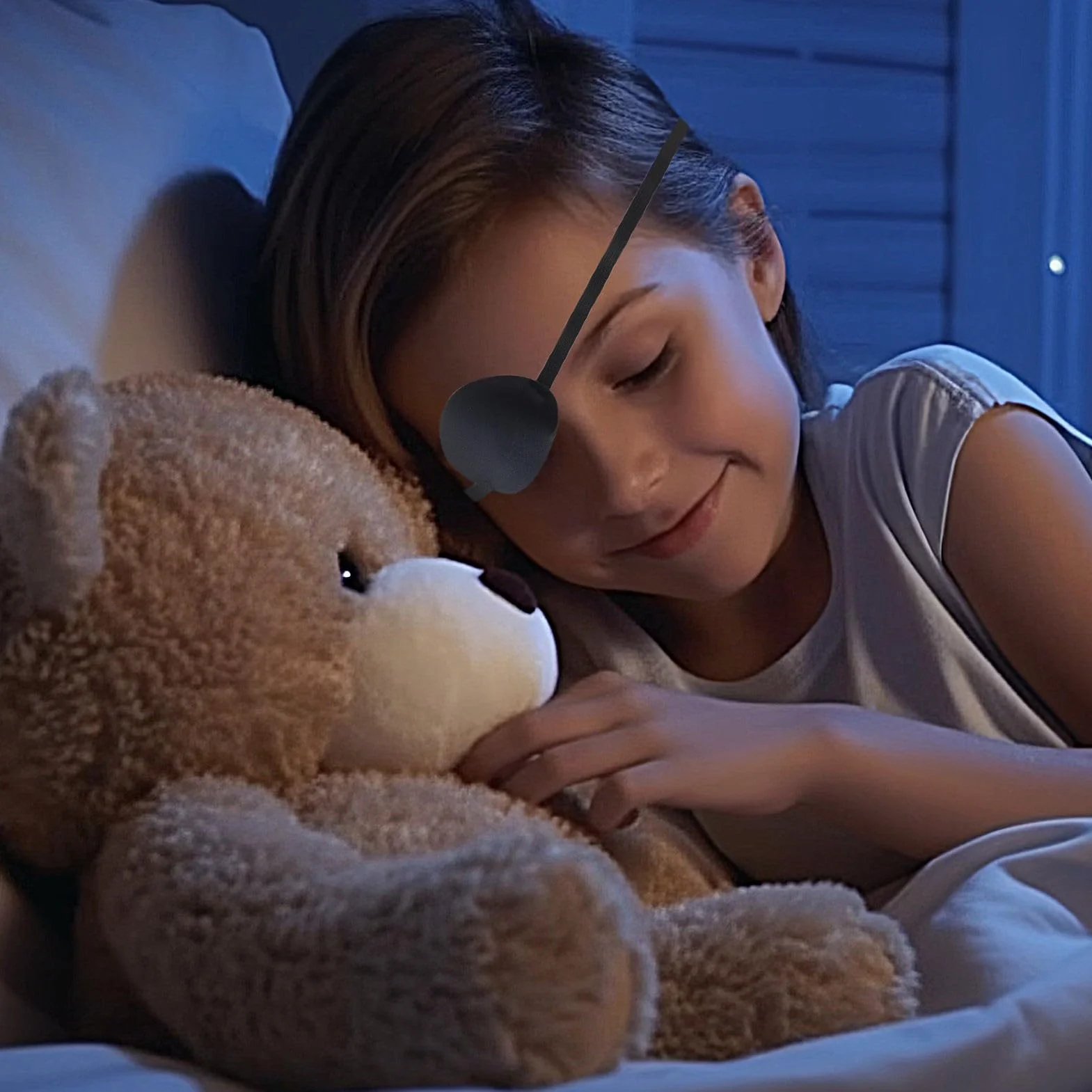4 Pezzi lembi oculari per adulti e bambini, regolabile benda occhio, bende oculari per bambini nero, per occhi sinistro o destro, Allenamento della vista, uso quotidiano