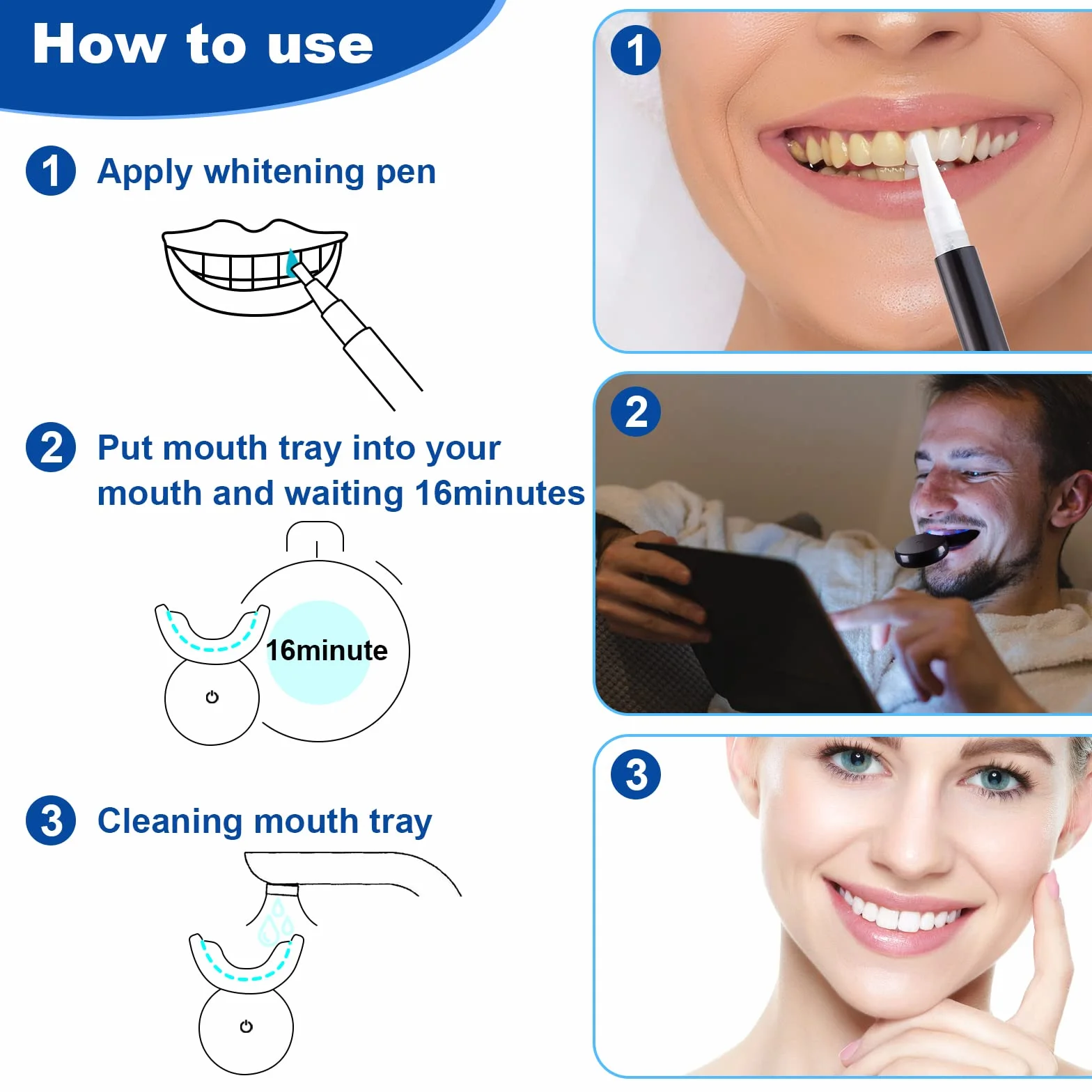 Kit Sbiancante Denti Professionale con Lampada LED - Teeth Whitening