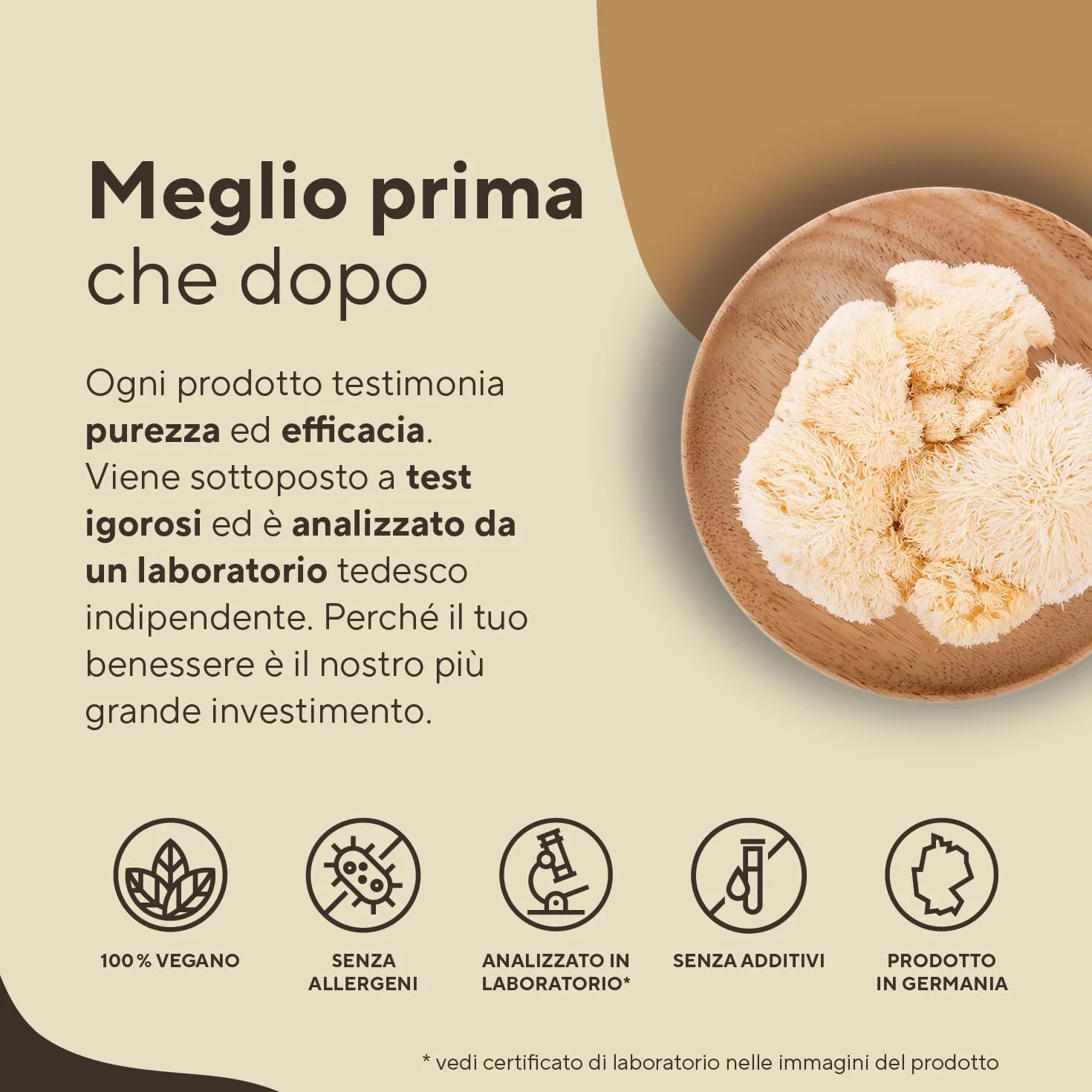 Lions Mane - 360 Capsule - 60000mg (Estratto 30:1) Alto dosaggio - Hericium Erinaceus 30% Polisaccaridi e 5% Beta Glucano - criniera di leone - Testato in Laboratorio - TRUE NATURE®