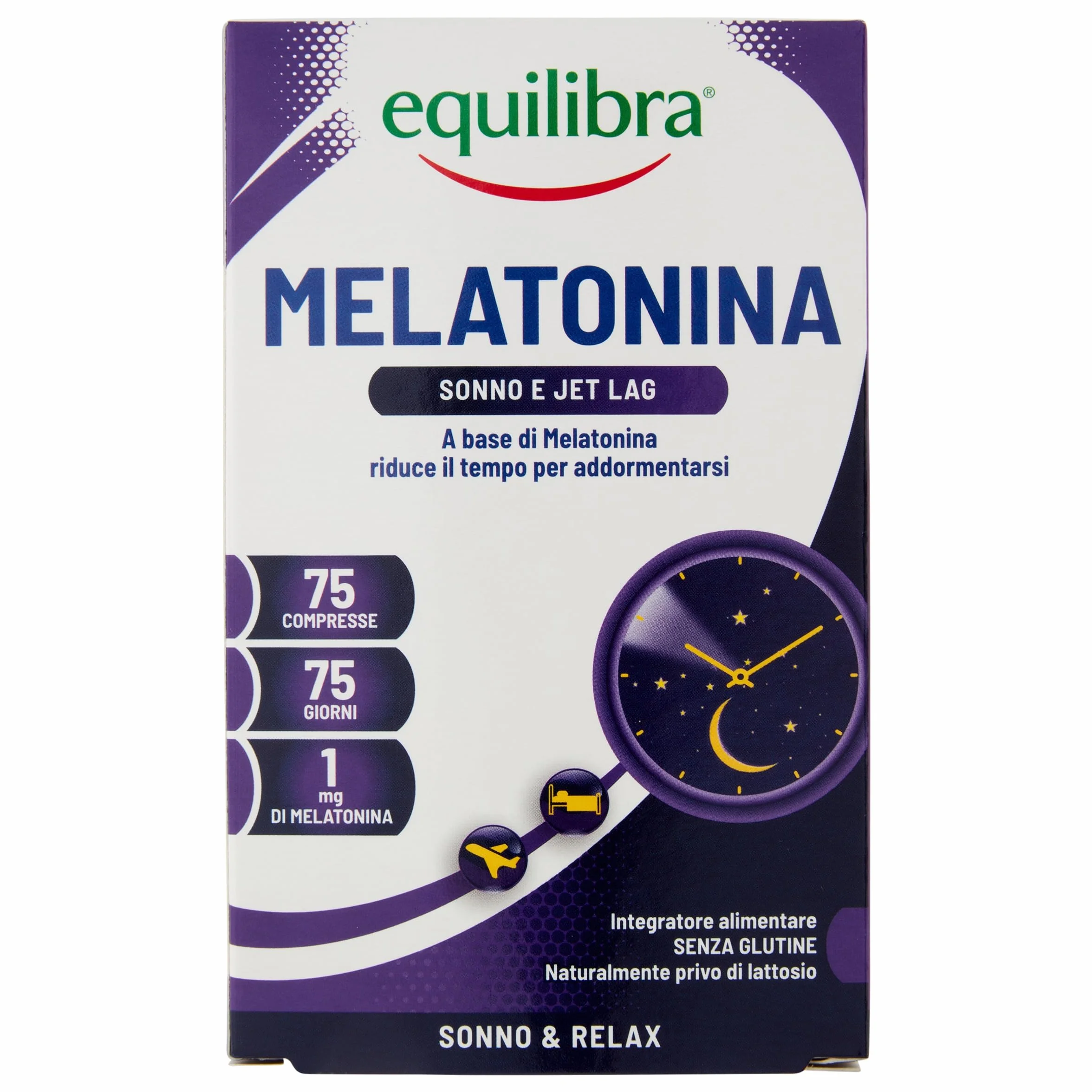 Equilibra Melatonina Integratore Alimentare 75 Compresse per Sonno e Jet Lag