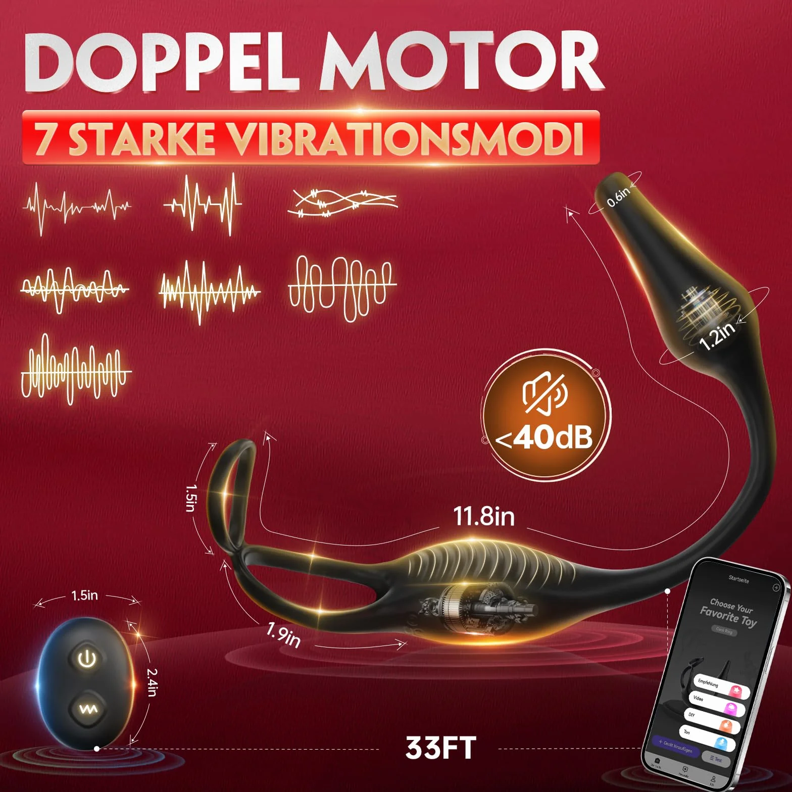 Vibratore Anale con Anello per Pene Sex Toy, Anal Plug Vibratoreper Uomo Professionale, Sex Toys Uomo Massaggiatore Prostatico Stimolatore Prostata per Lui con 7 Modalità Plug Analesex Toy