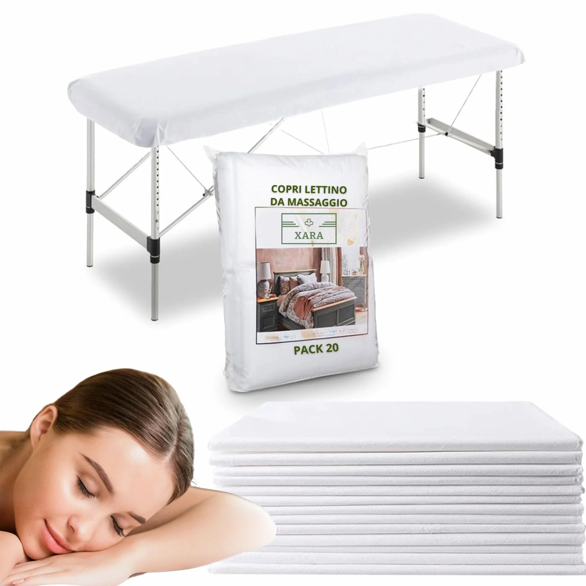 XARA Lenzuola letto regolabili in TNT usa e getta 80 x 210 cm 20 g Confezione da 20