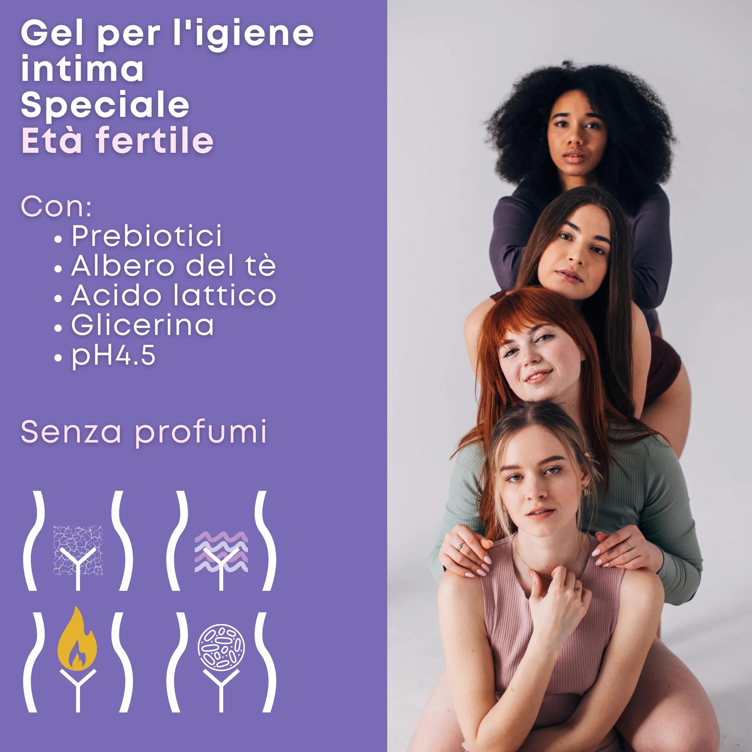 GYNEBAL detergente intimo donna tea tree oil PH 4,5 complesso prebiotico età fertile 150 ml